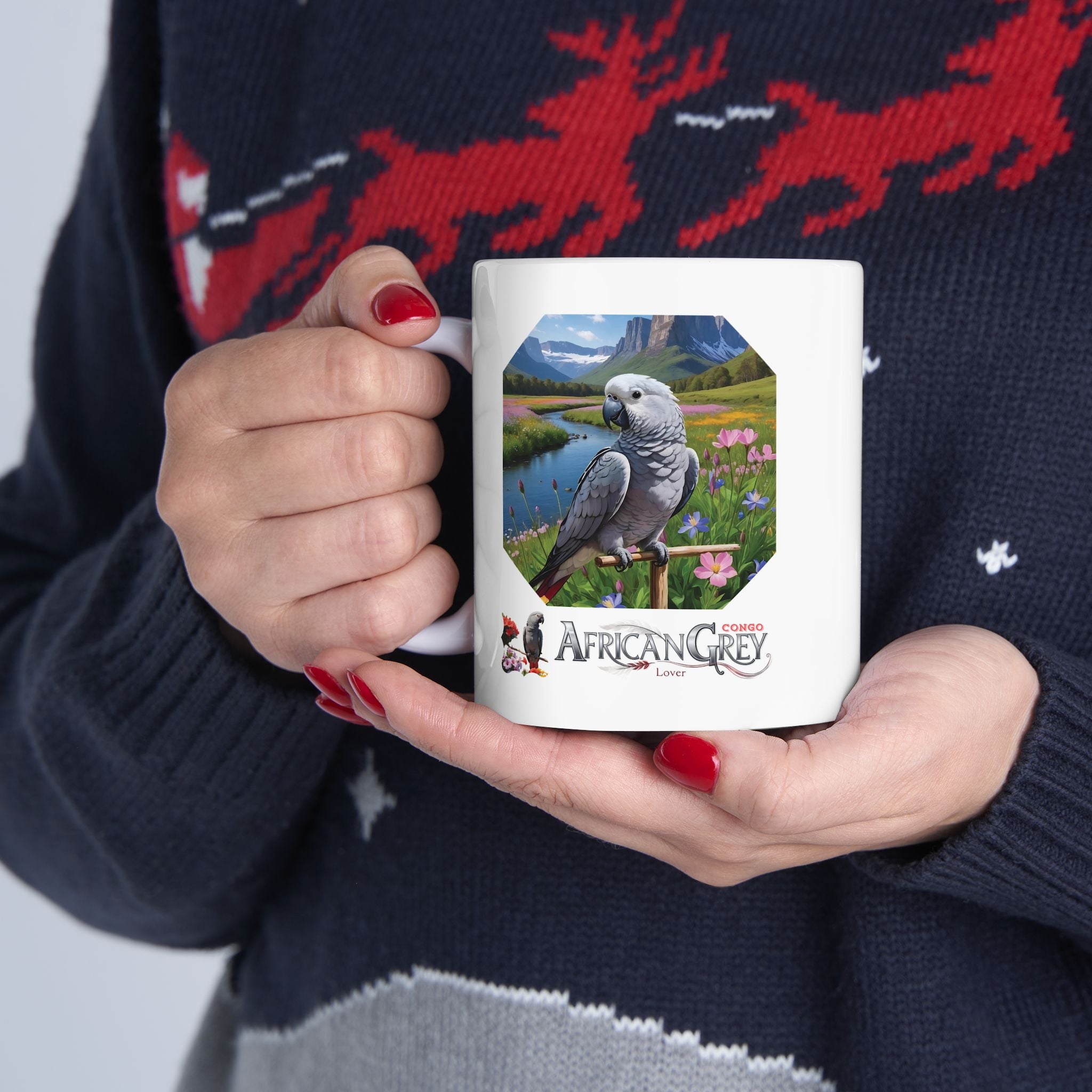 African Grey Ceramic Mug