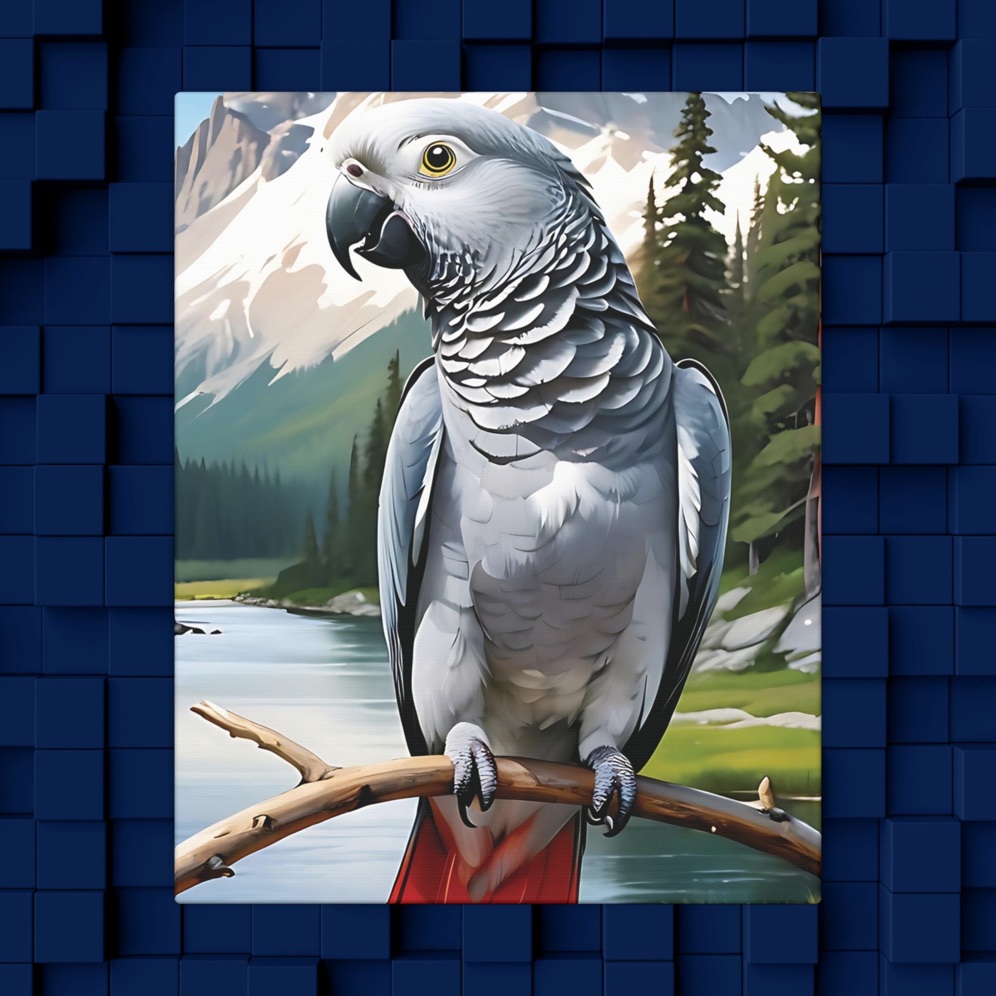 African Grey Congo Canvas Wall Hangings