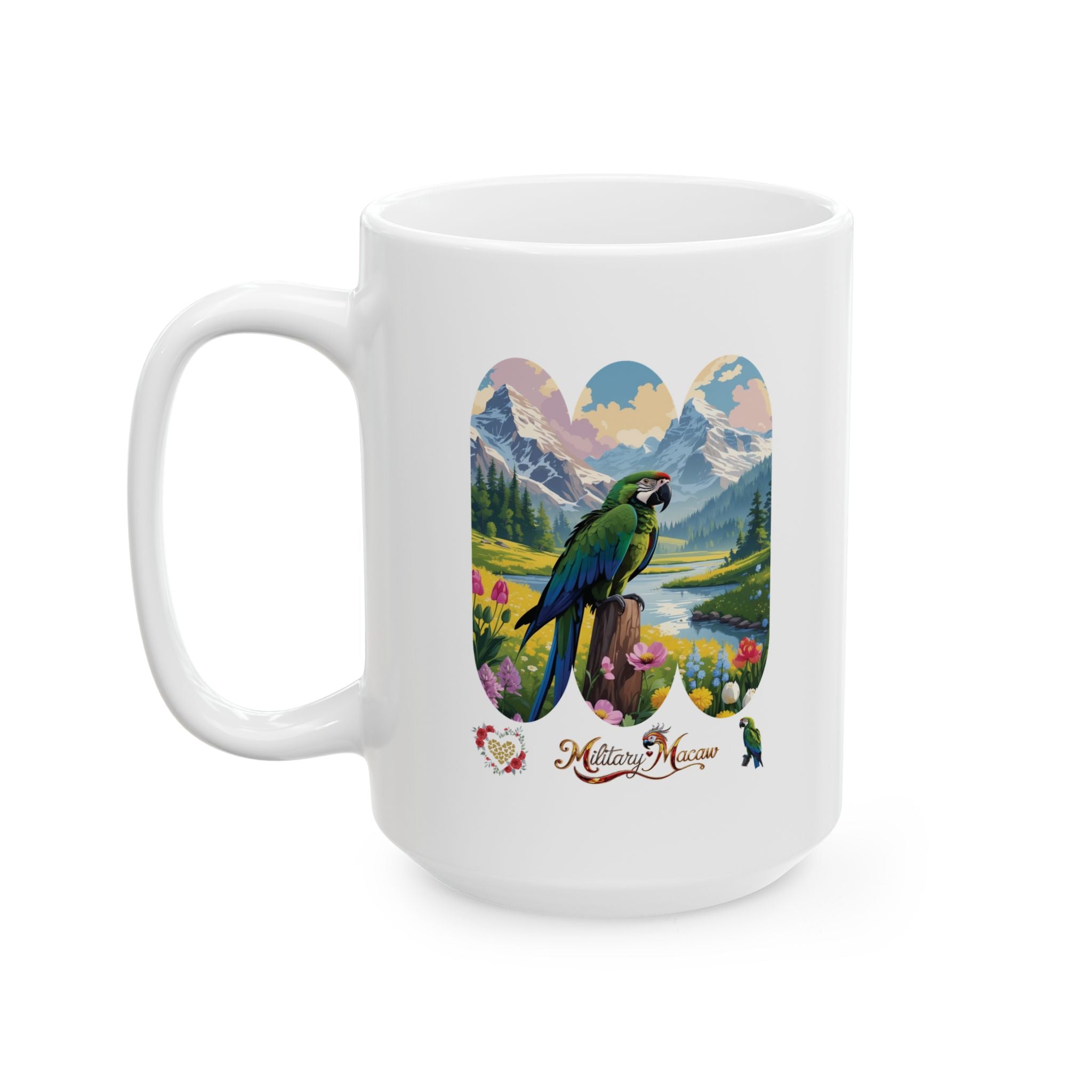 Military Macaw Floral Lake Mug