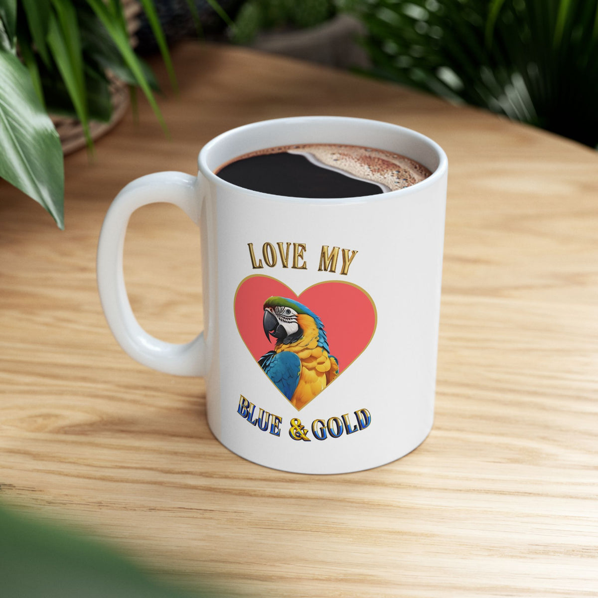 Love My Blue & Gold Heart Mug