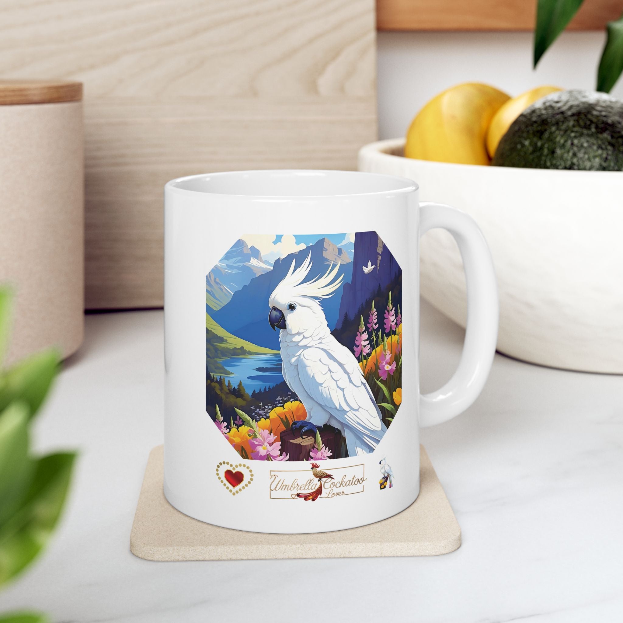 Umbrella Cockatoo Lover Floral Mug