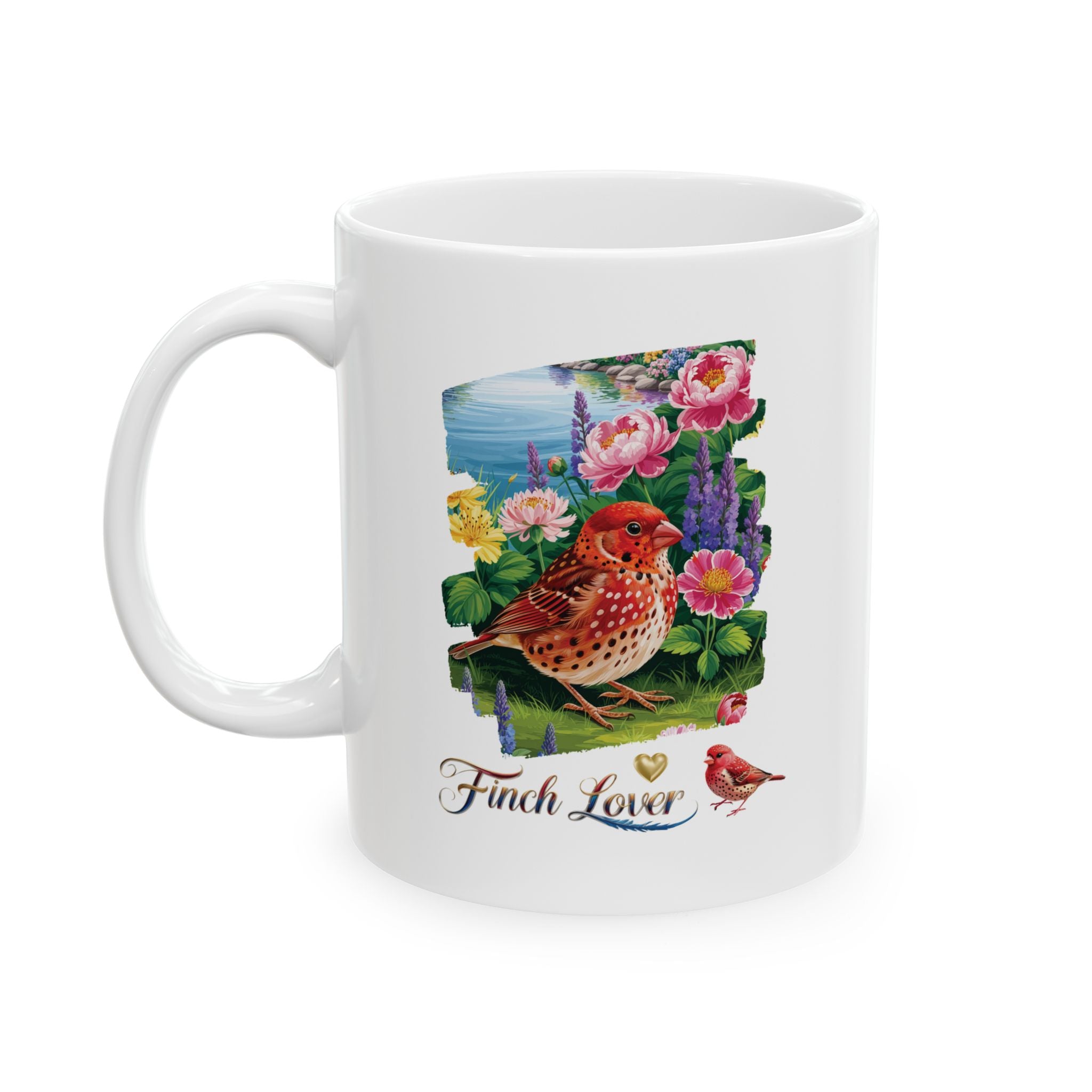 Finch Lover Floral Scenic Mug