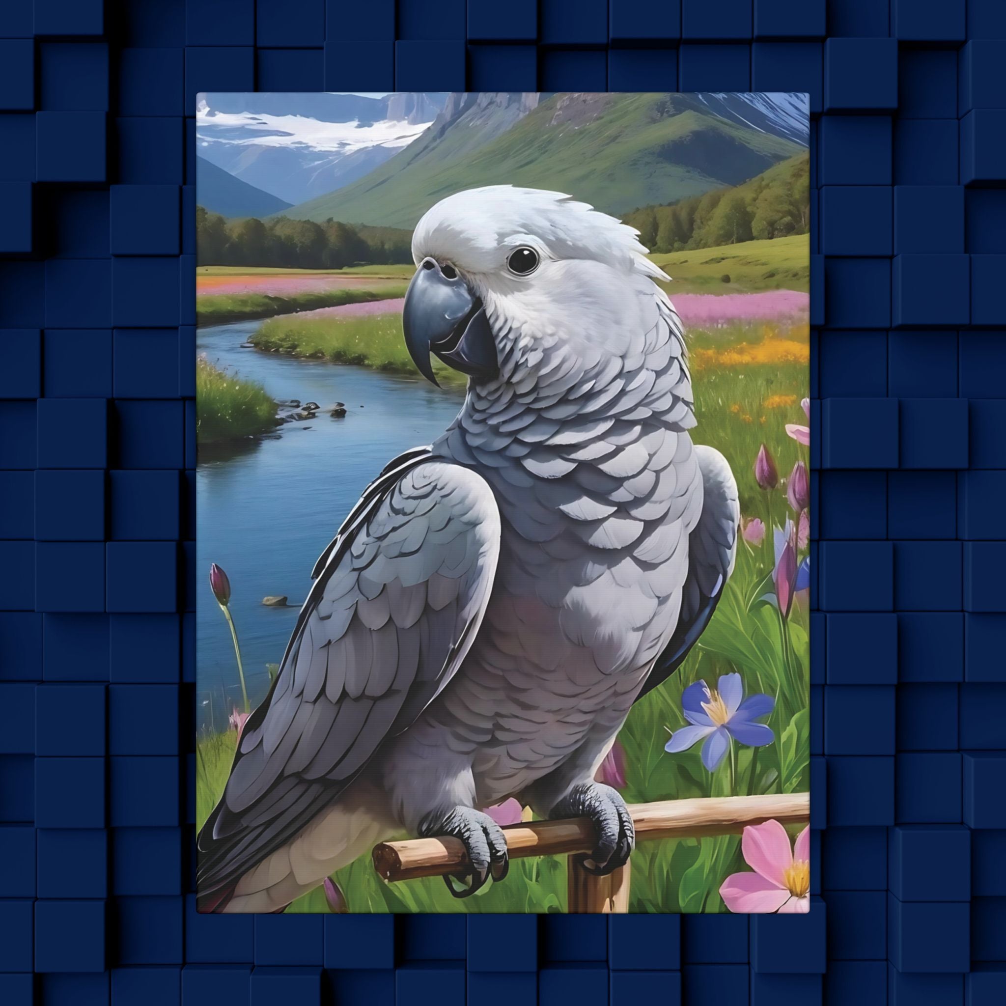 African Grey Congo Canvas Art Wall Hanging