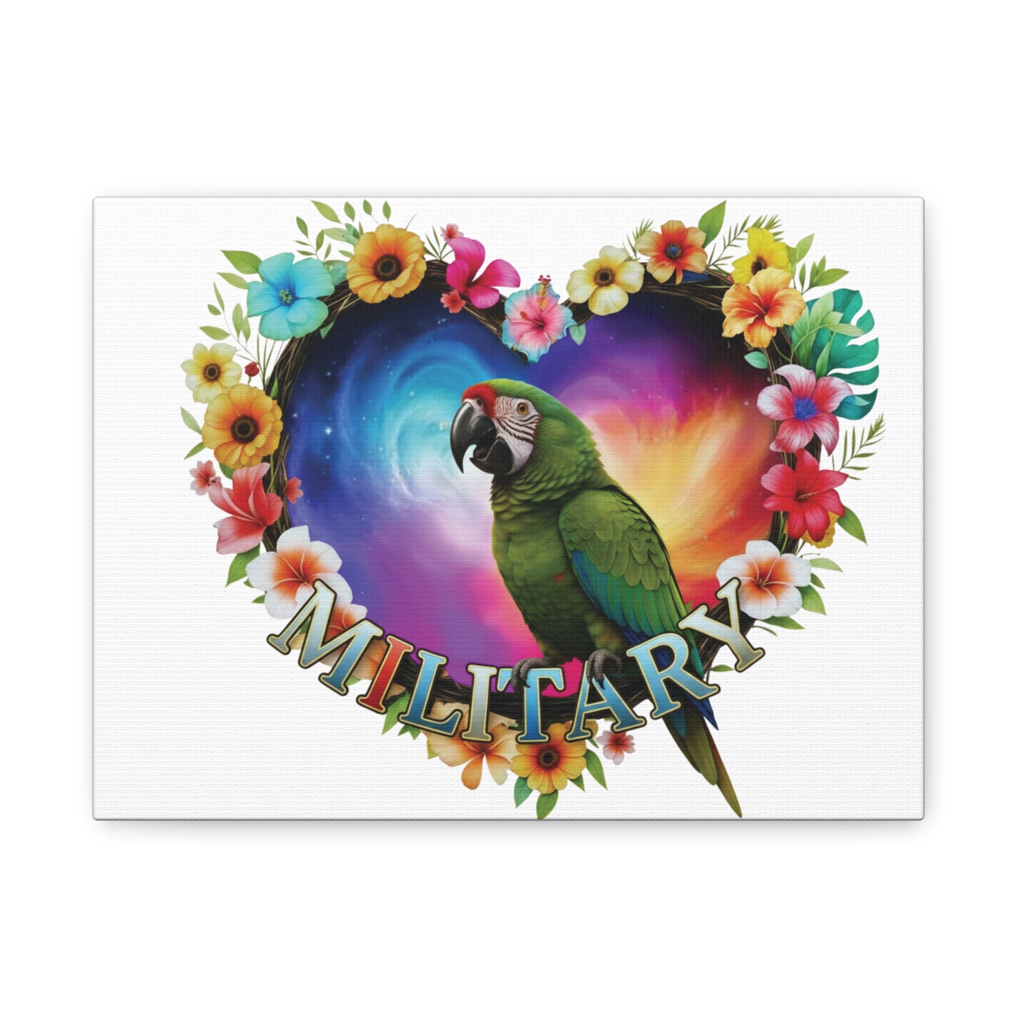 Military Floral Parrot Wall-Hanging