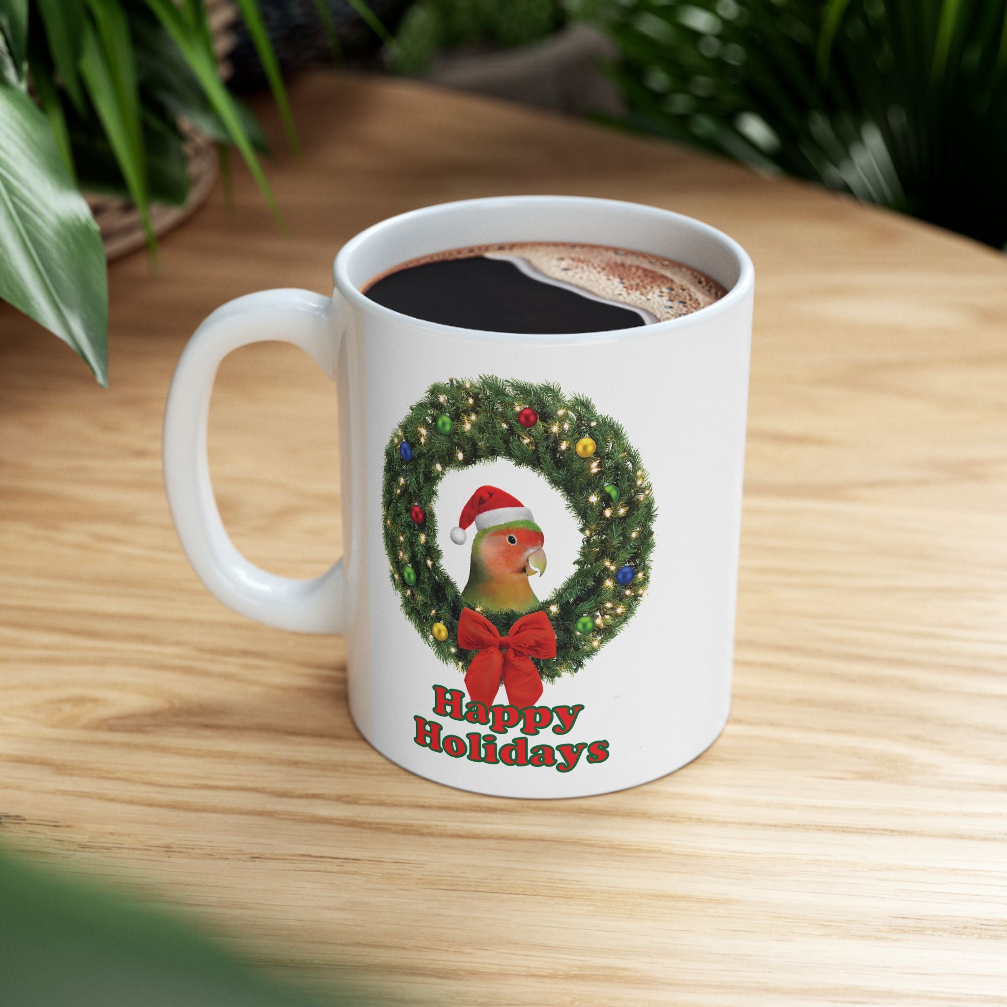 Happy Christmas Holidays Lovebird Mug