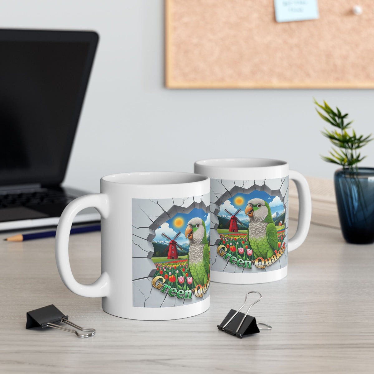 Green Quaker Floral Field Mug