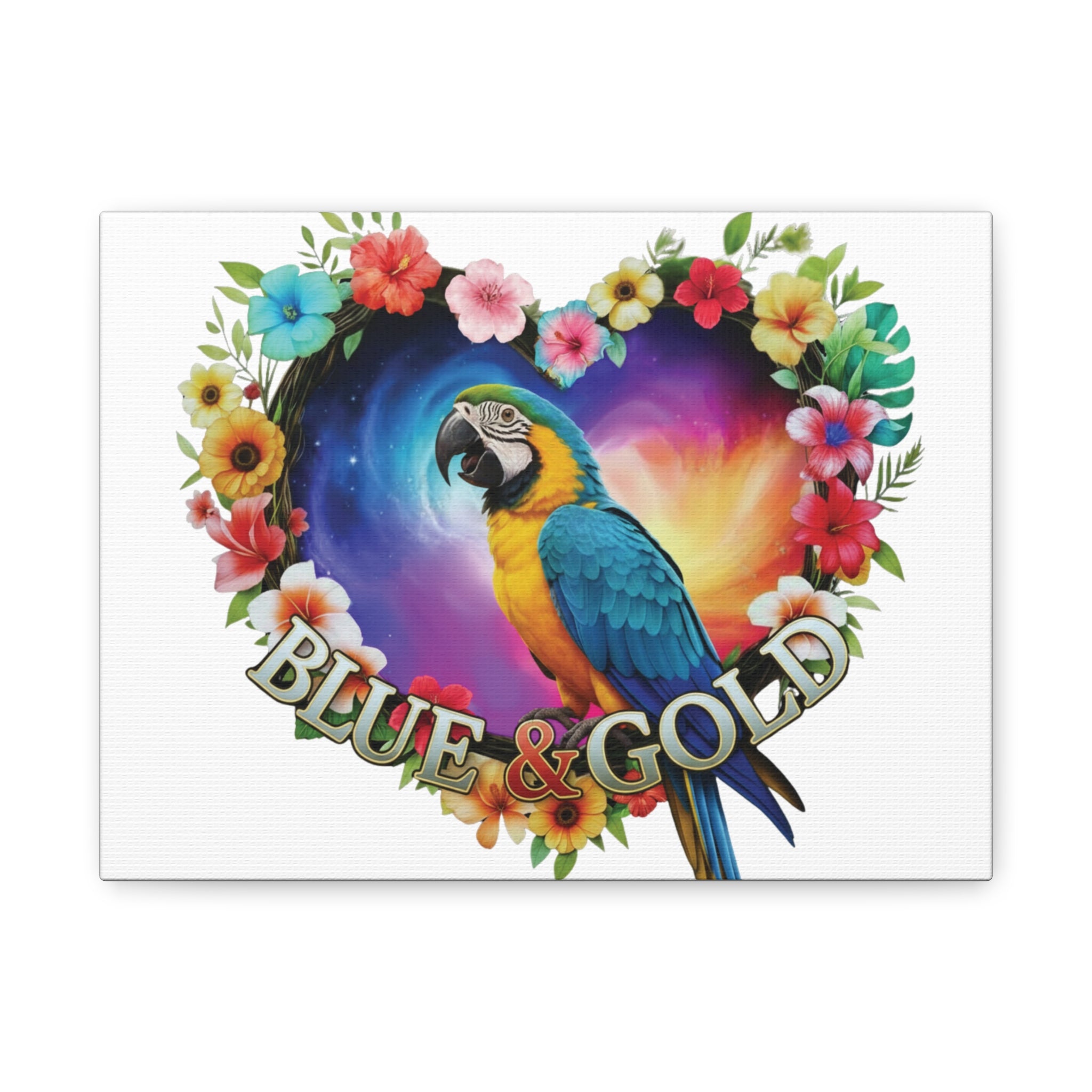Blue & Gold Floral Heart Wall-Hanging
