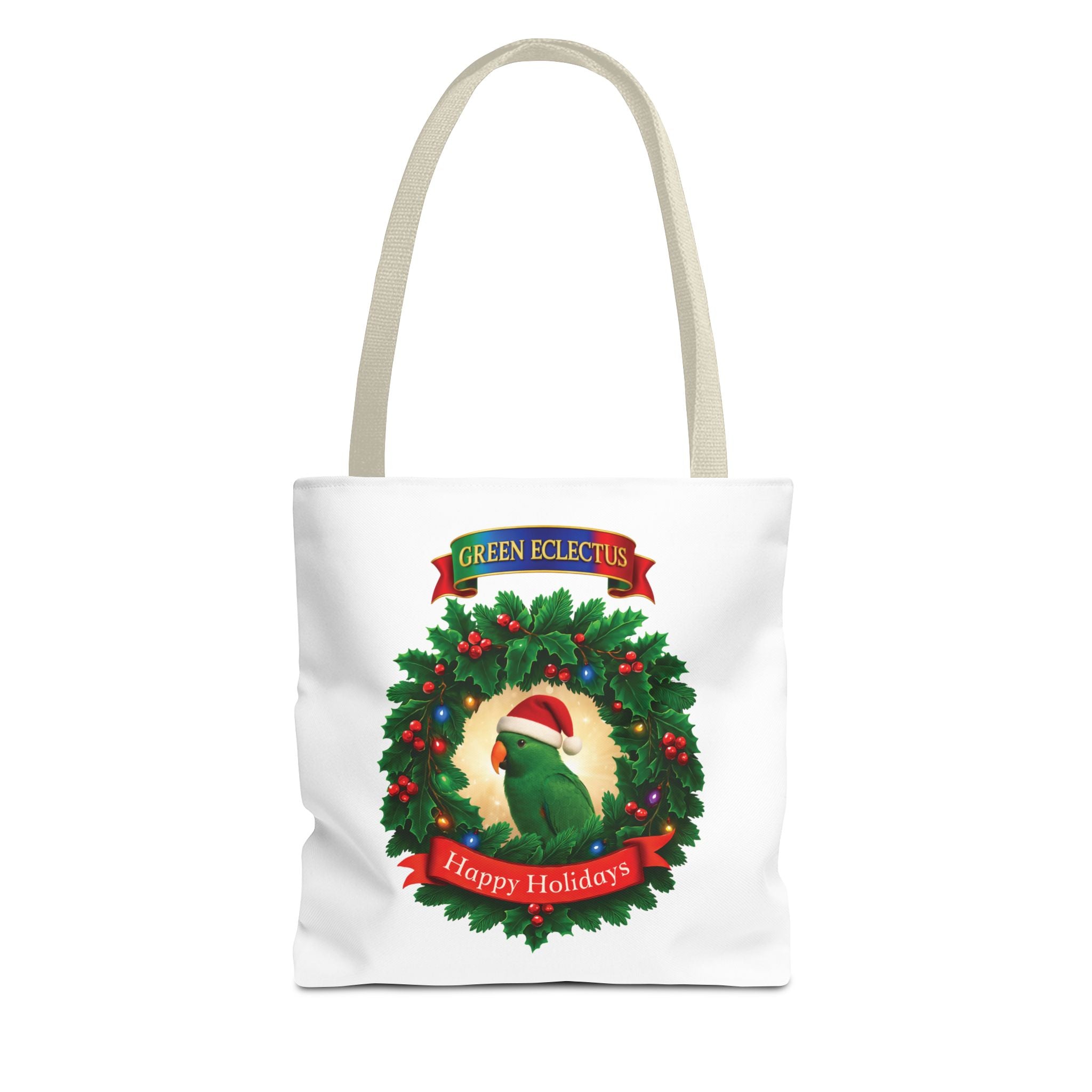 Happy Holidays Green Eclectus Tote Bag