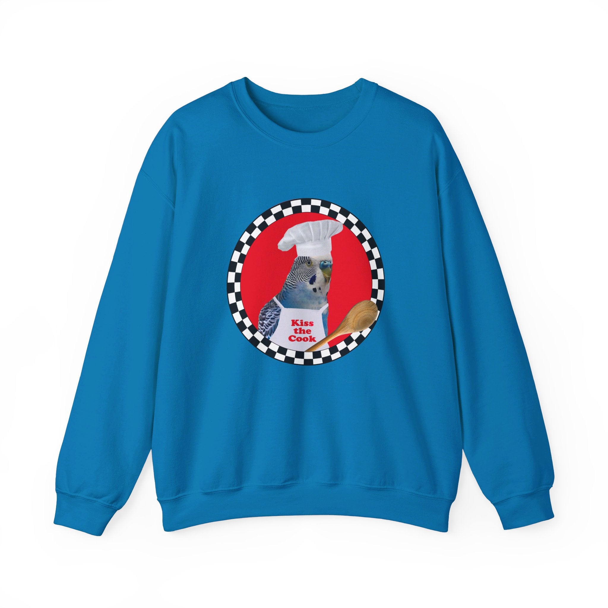 Kiss The Cook Spoon Blue Budgie Sweatshirt