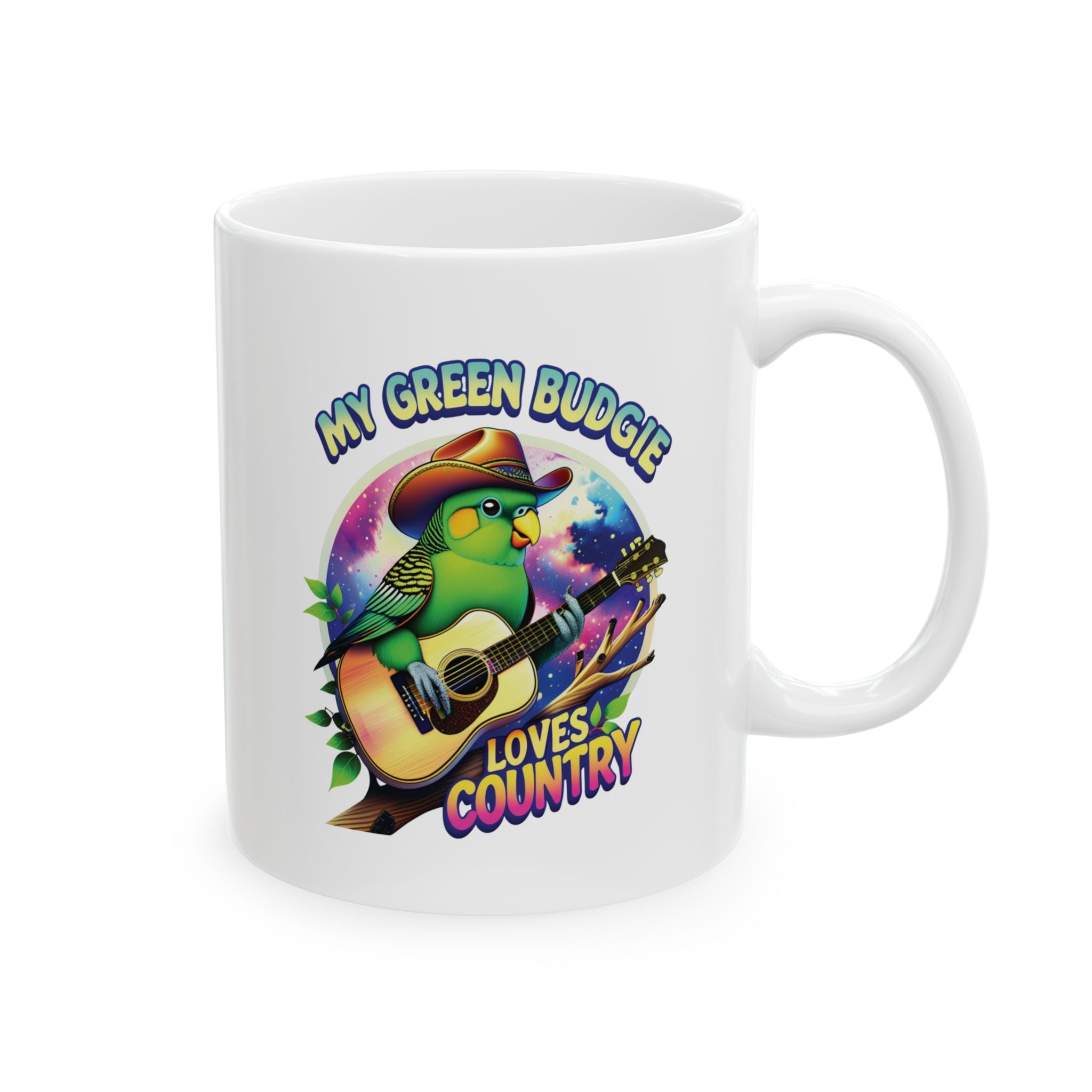 Green Budgie Loves Country Mug