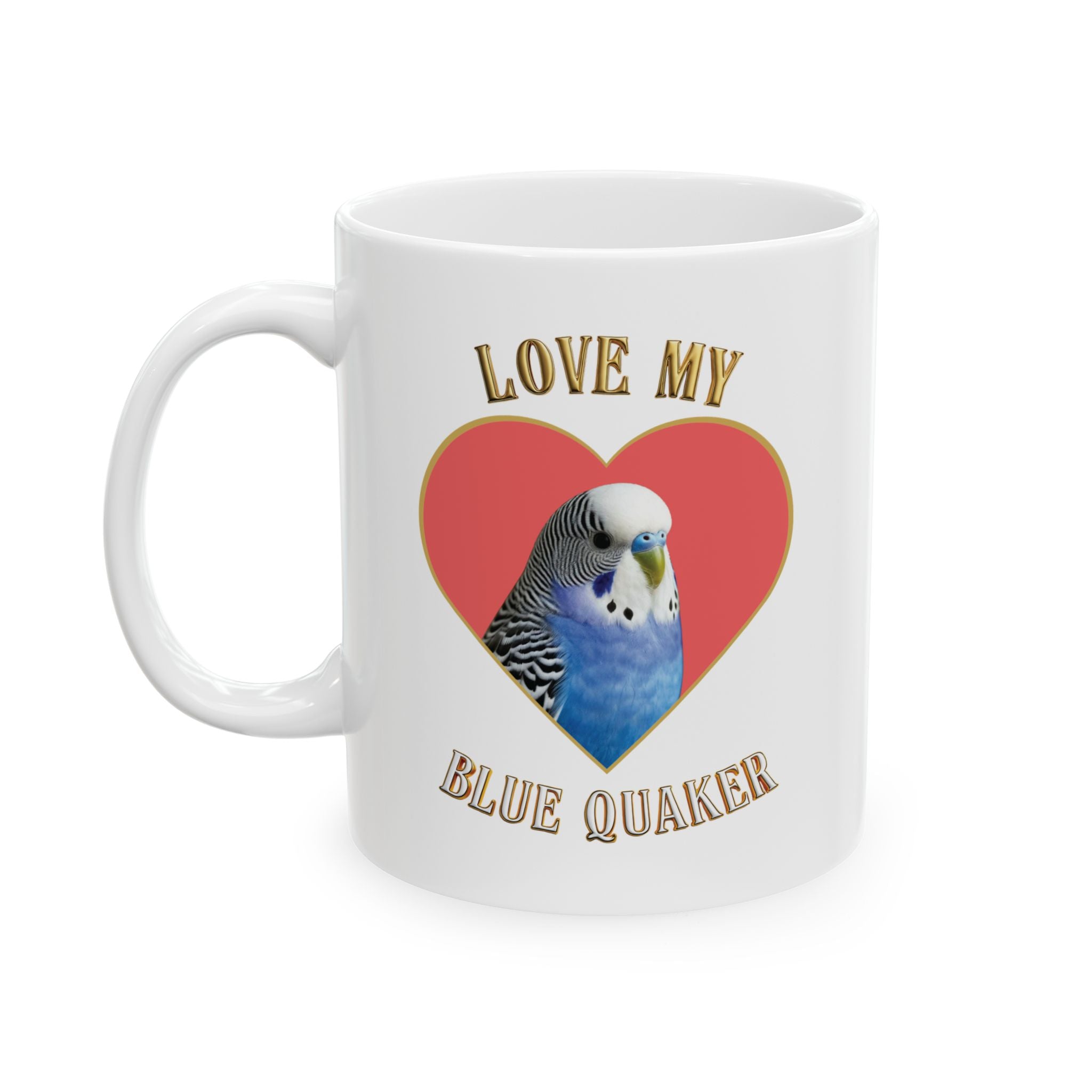 Love My Blue Budgie Heart Mug