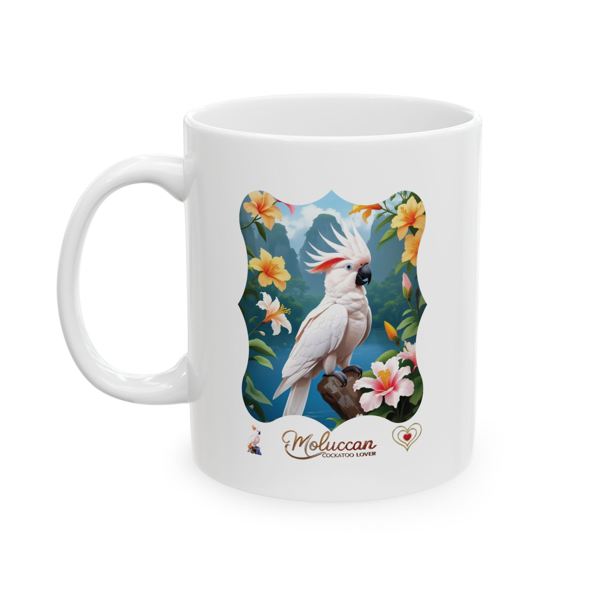 Moluccan Cockatoo Lover Floral Mug