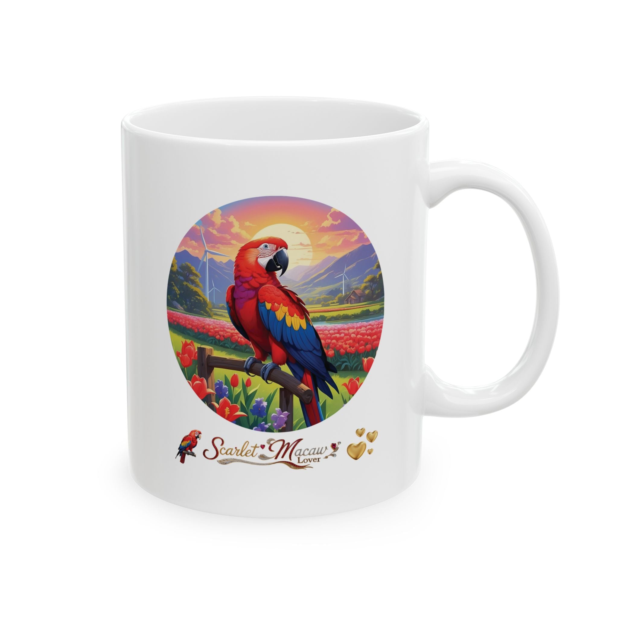 Scarlet Macaw Lover Floral Mug