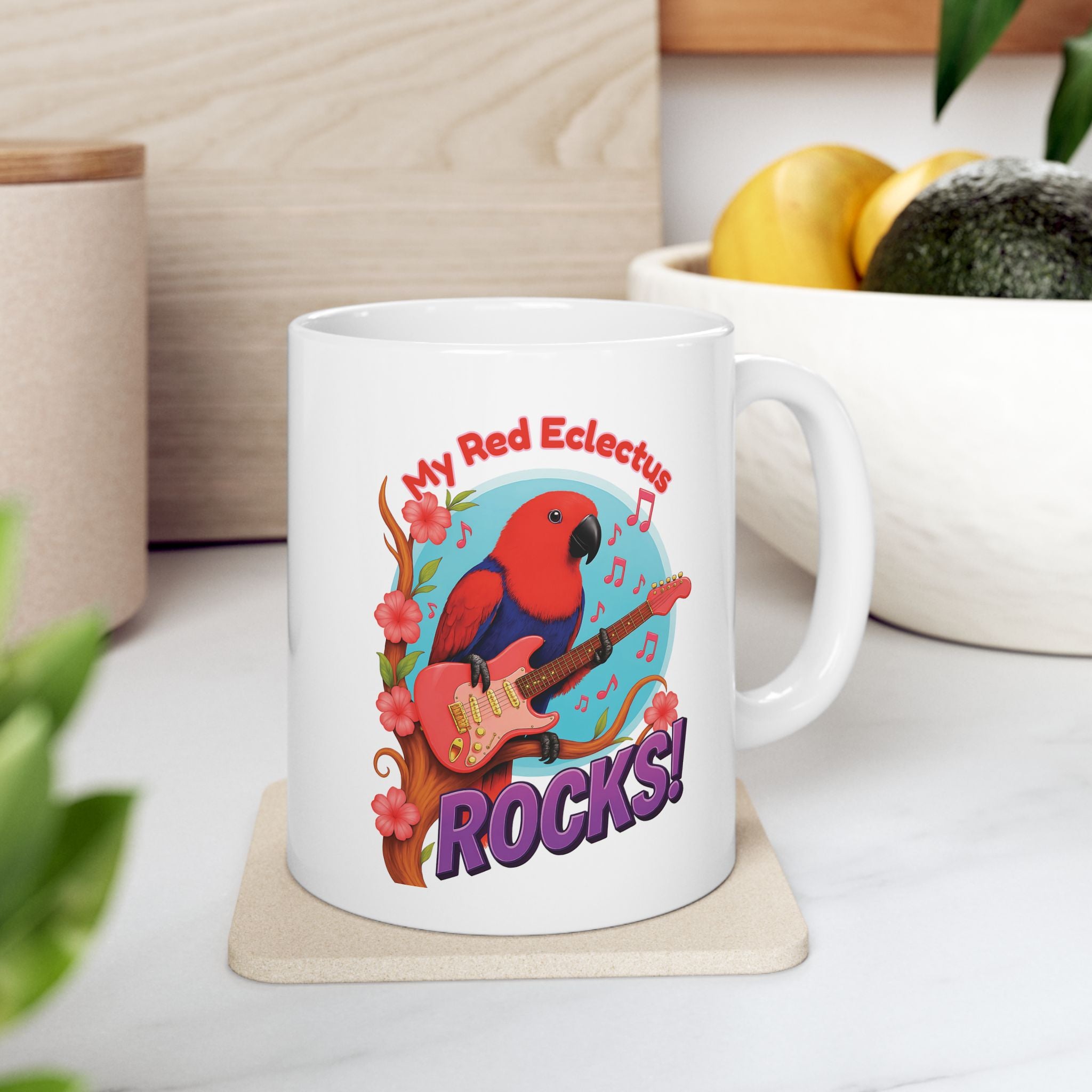 My Red Eclectus Rocks Music Mug