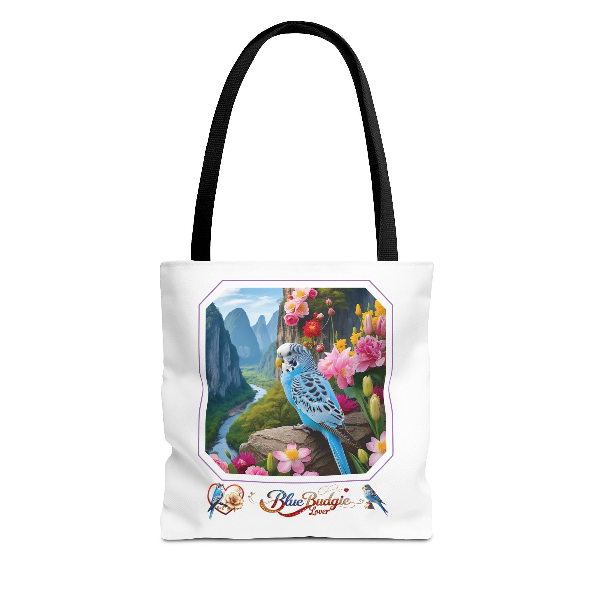 Blue Budgie Lover Mountain Tote Bag