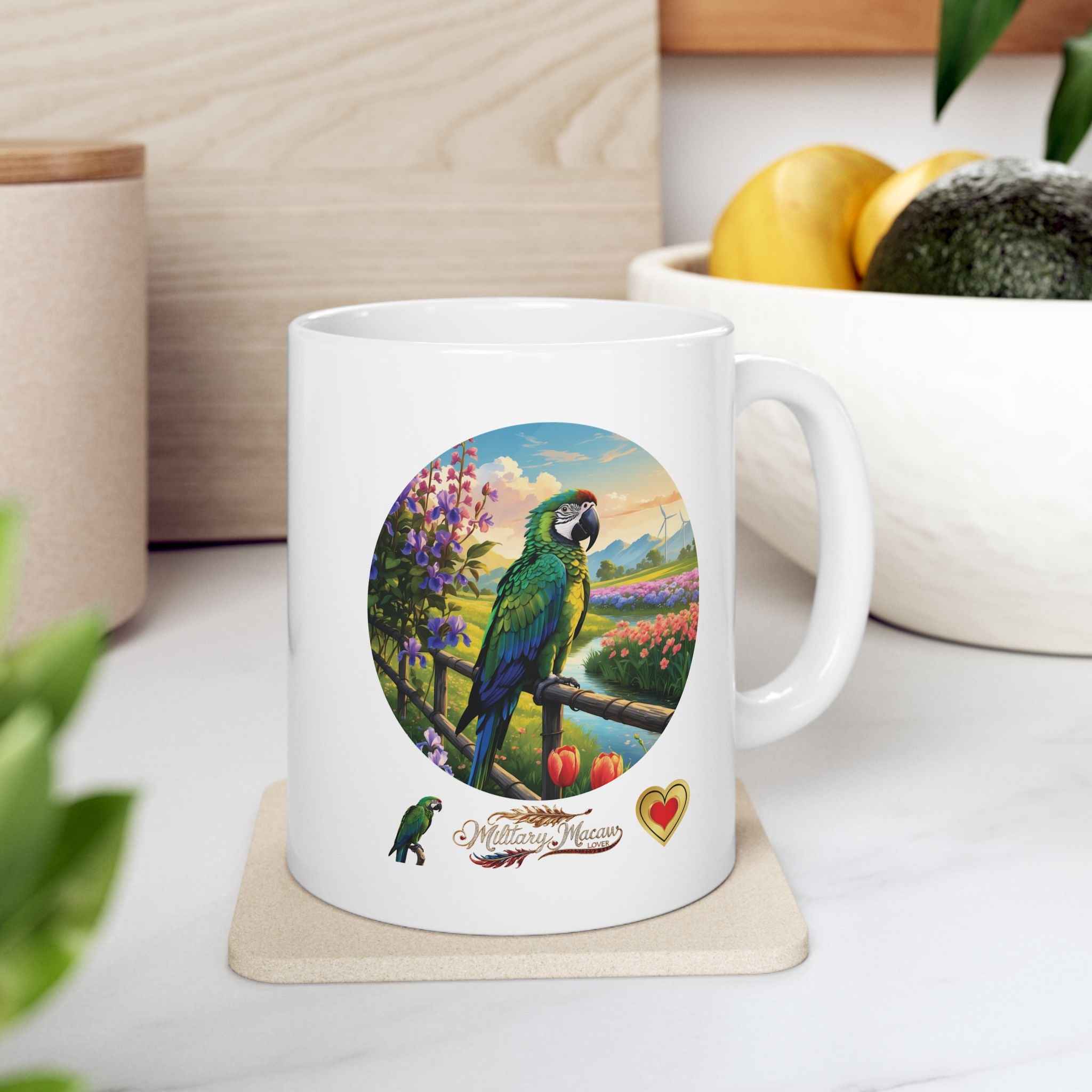 Military Macaw Lover Floral Mug