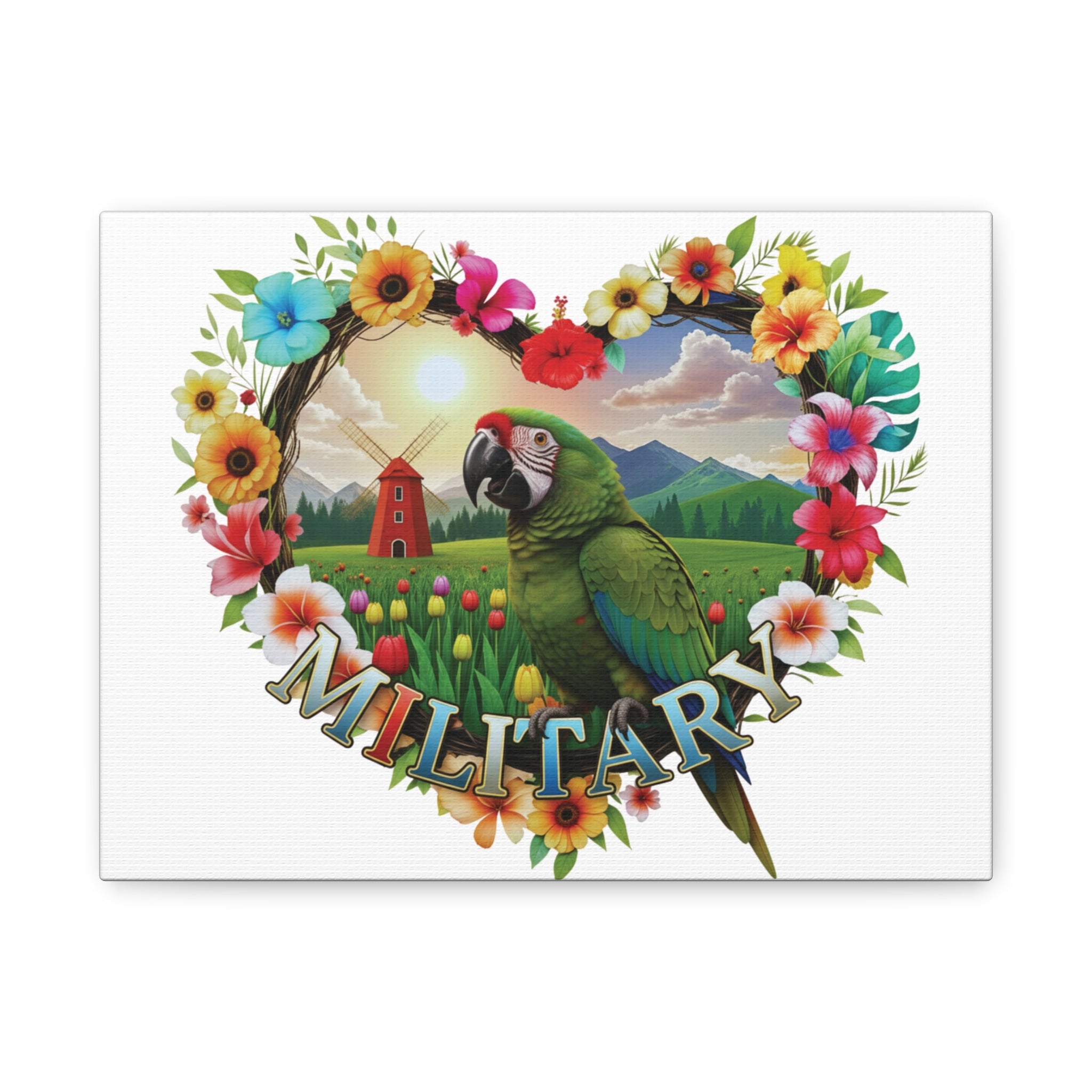 Military Parrot Floral Wall-Hanging