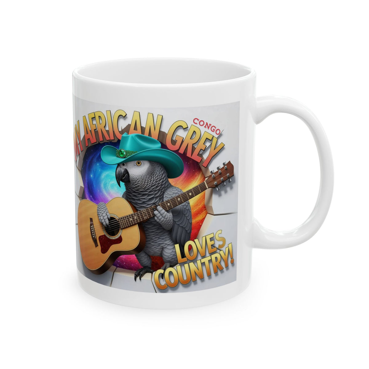 African Grey Congo Loves Country Mug