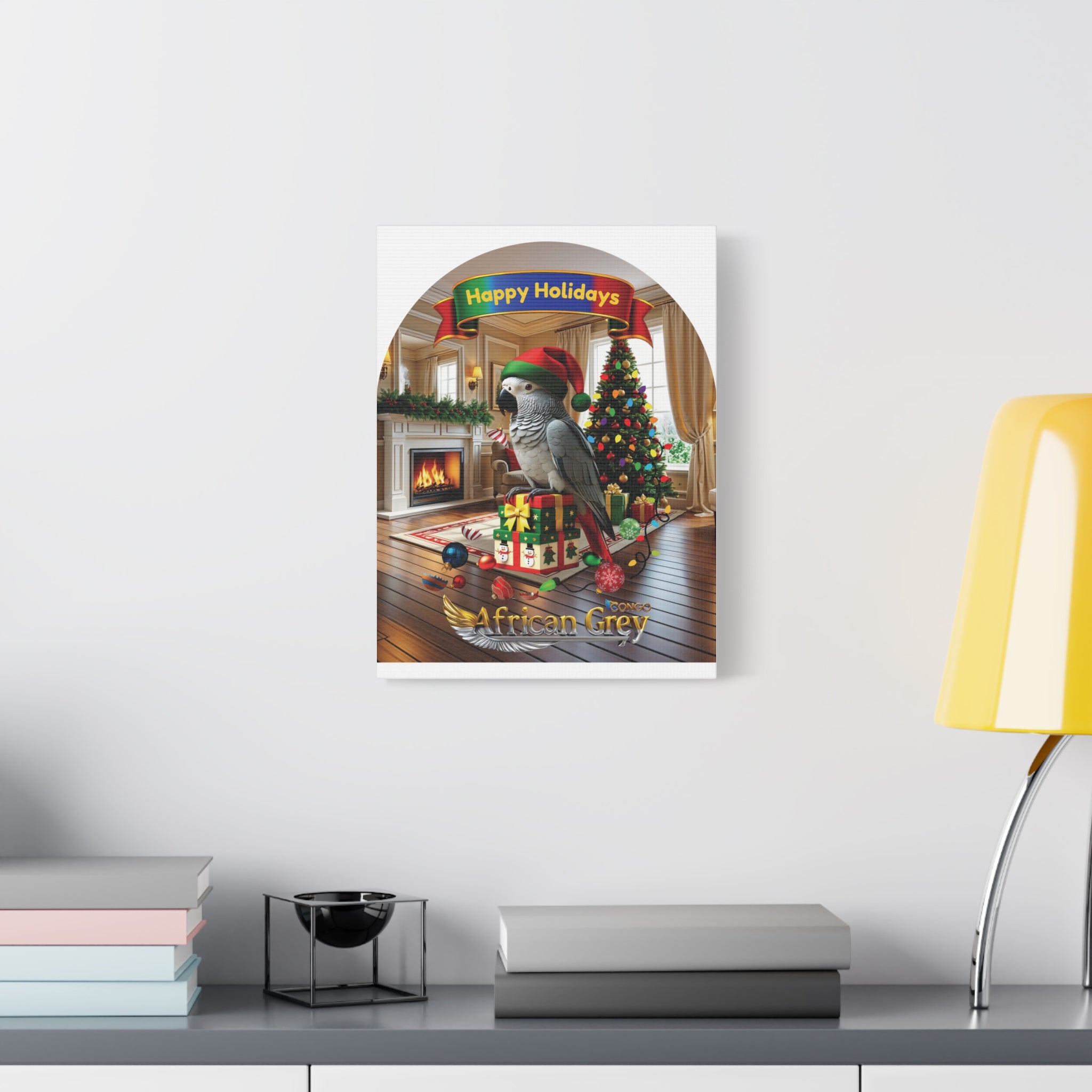 Happy Holidays Africa Grey Congo Wall-Hanging