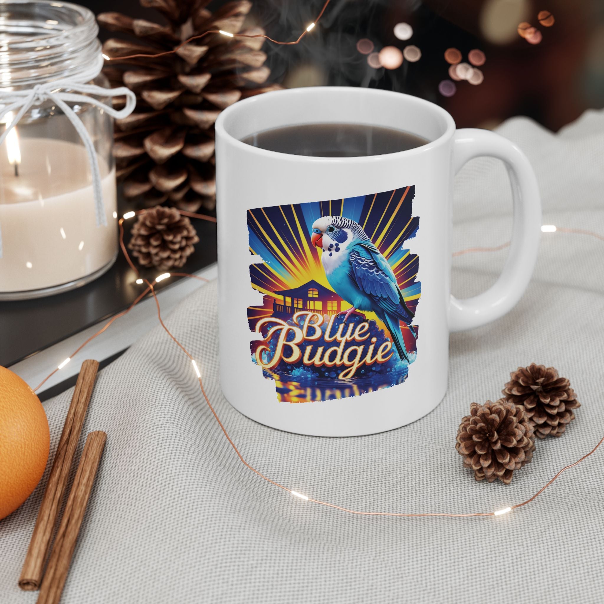 Blue Budgie Sunrise Mug