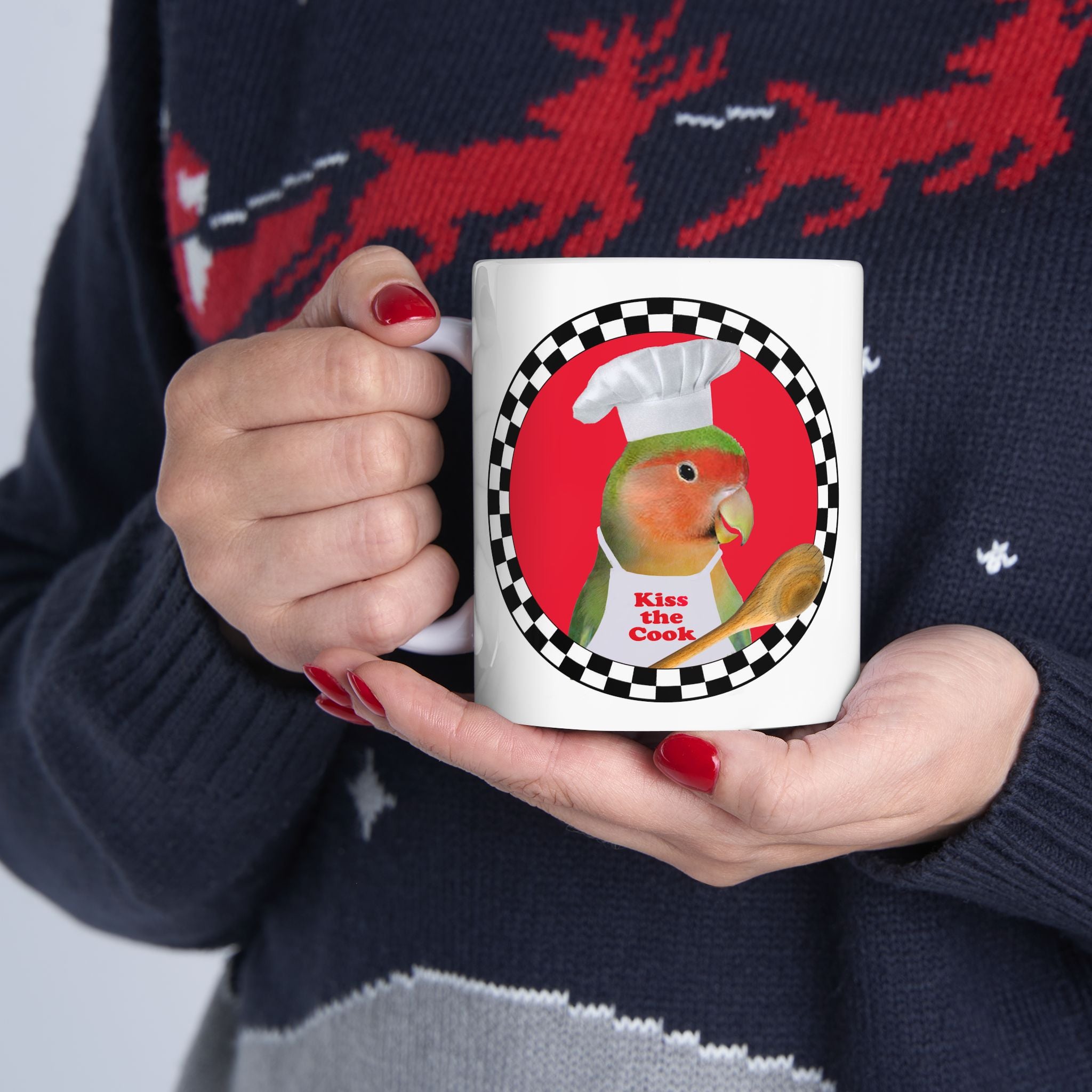 Kiss The Cook Spoon Lovebird Mug