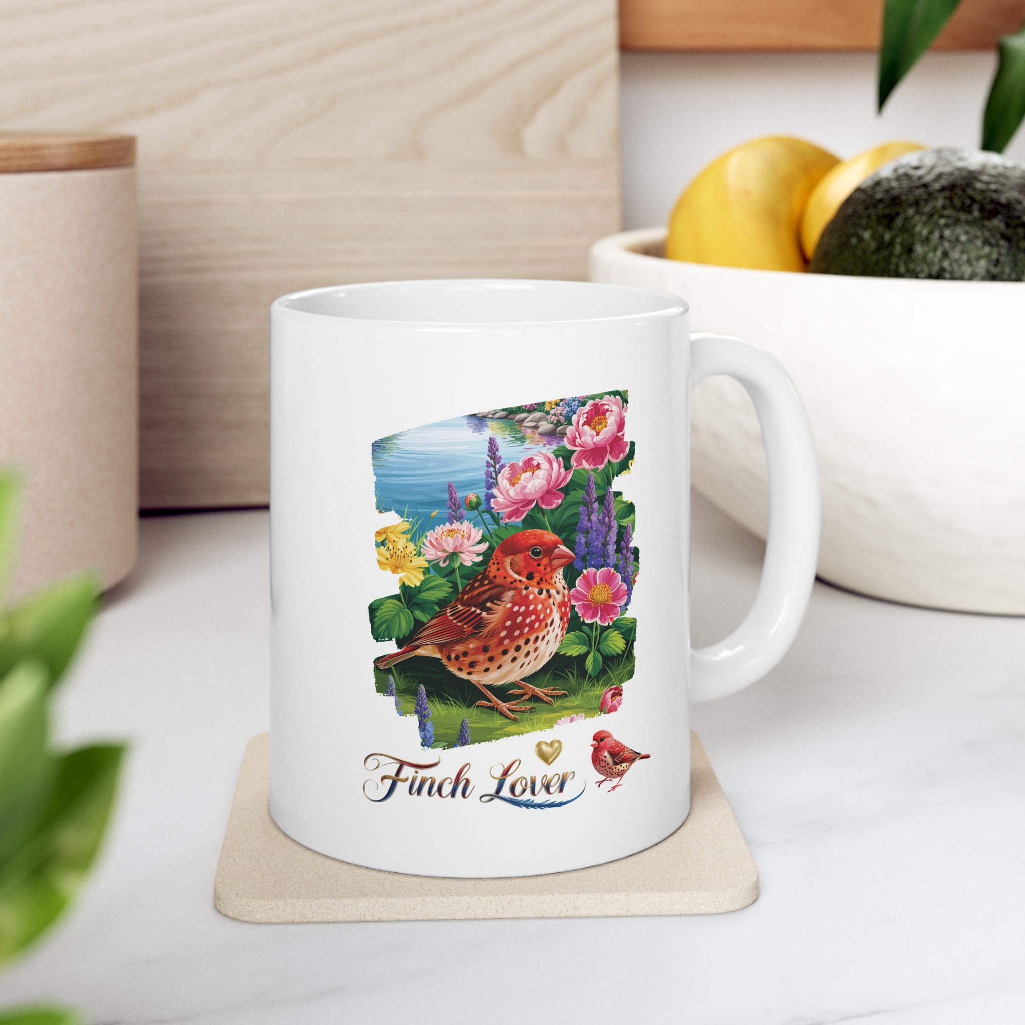 Finch Lover Floral Scenic Mug