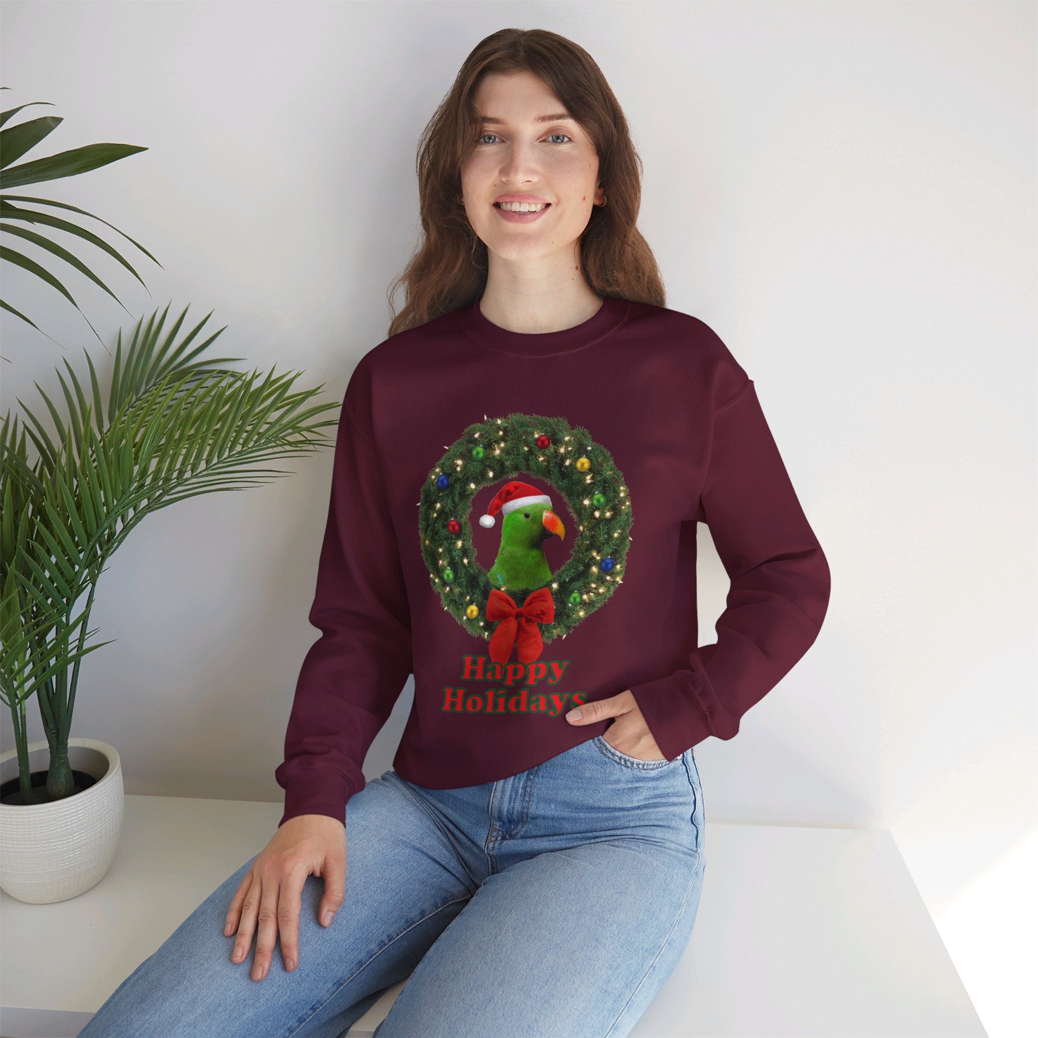 Happy Christmas Holidays Green Eclectus Sweatshirt