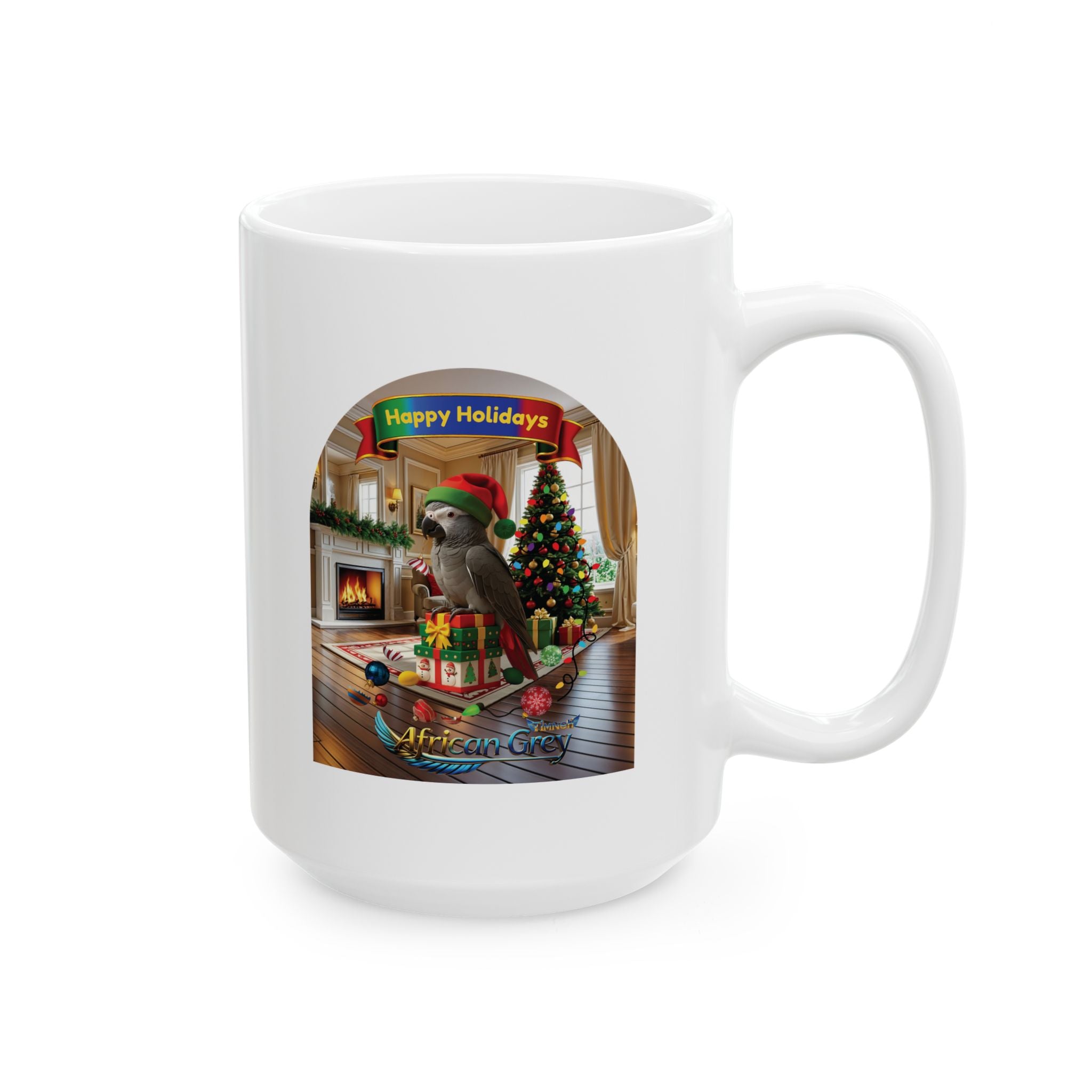 Happy Holidays African Grey Timneh Mug