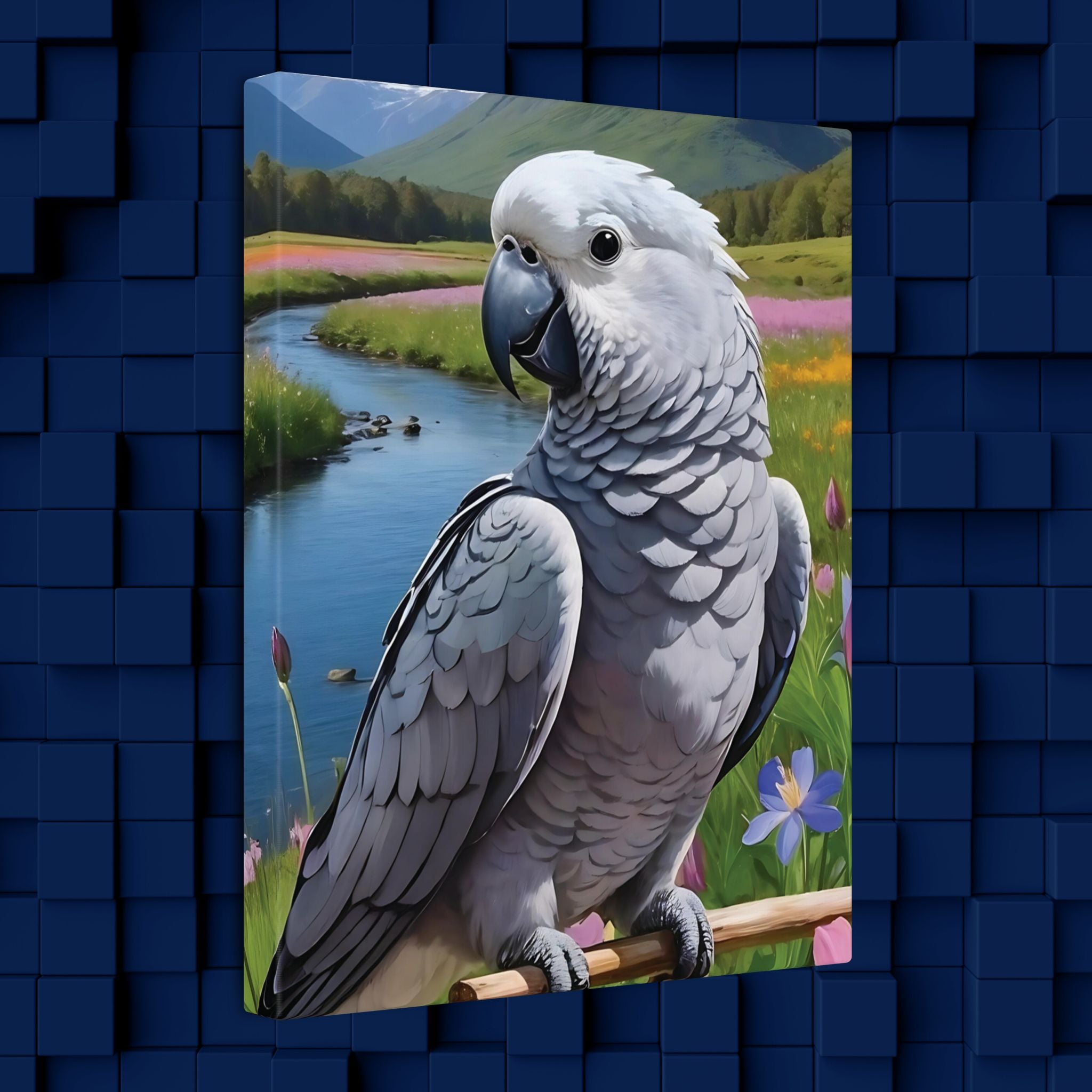 African Grey Congo Canvas Art Wall Hanging
