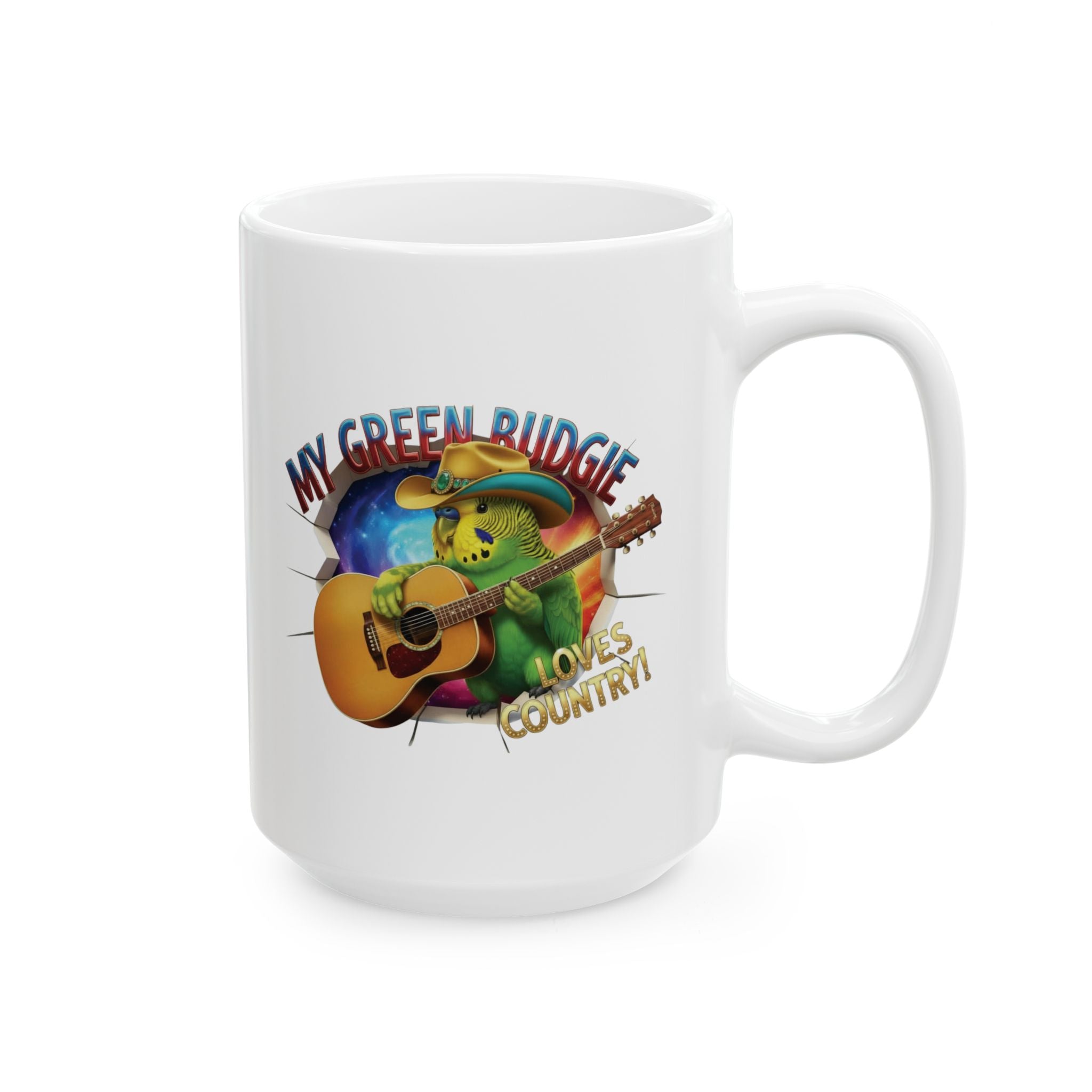 Green Budgie Loves Country Mug