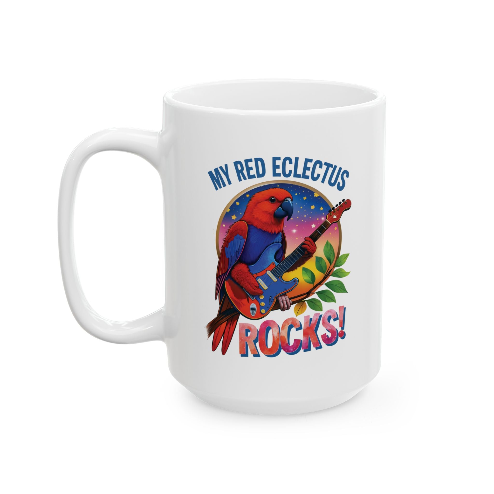 My Red Eclectus Rocks Guitar Mug
