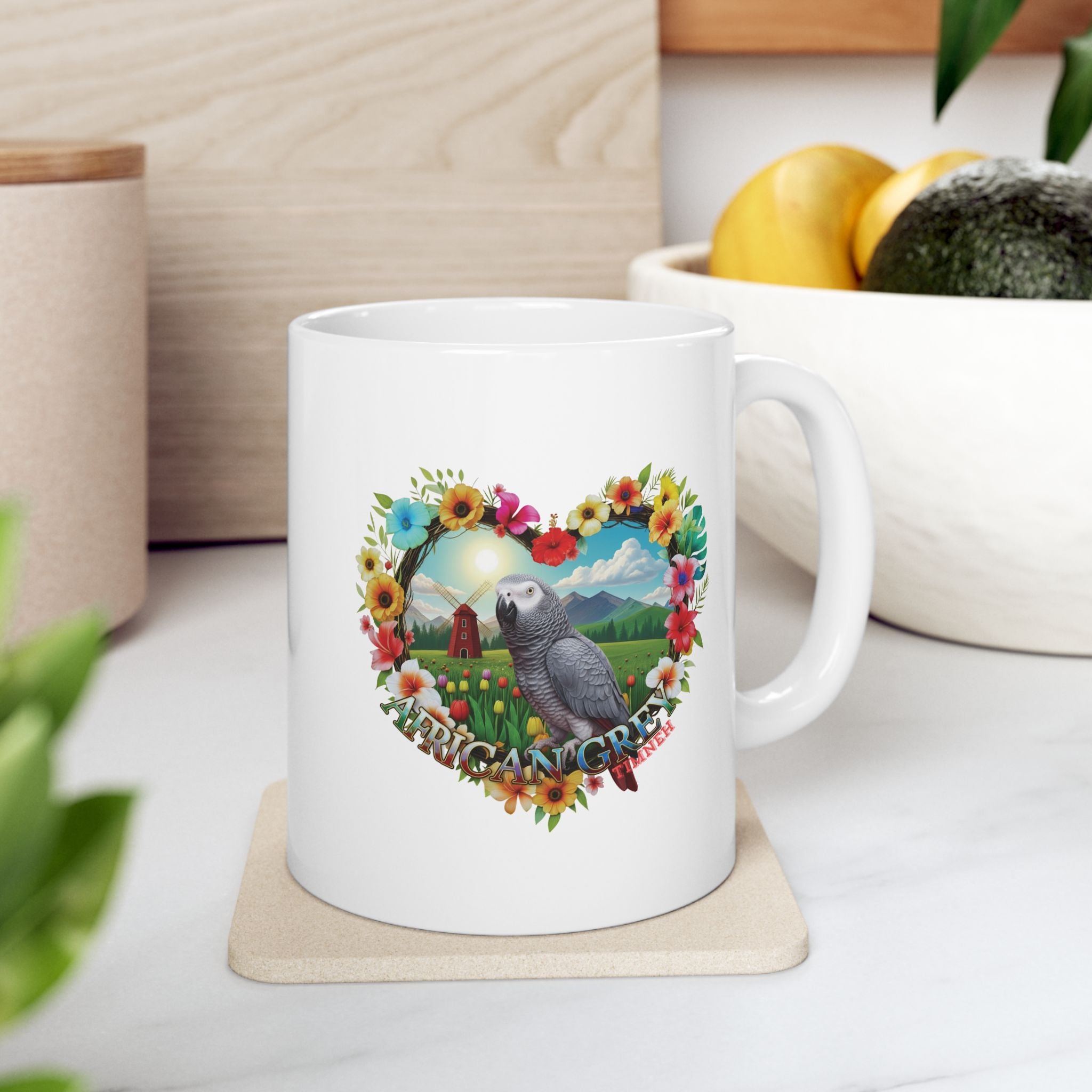 African Grey Timneh Heart Mug