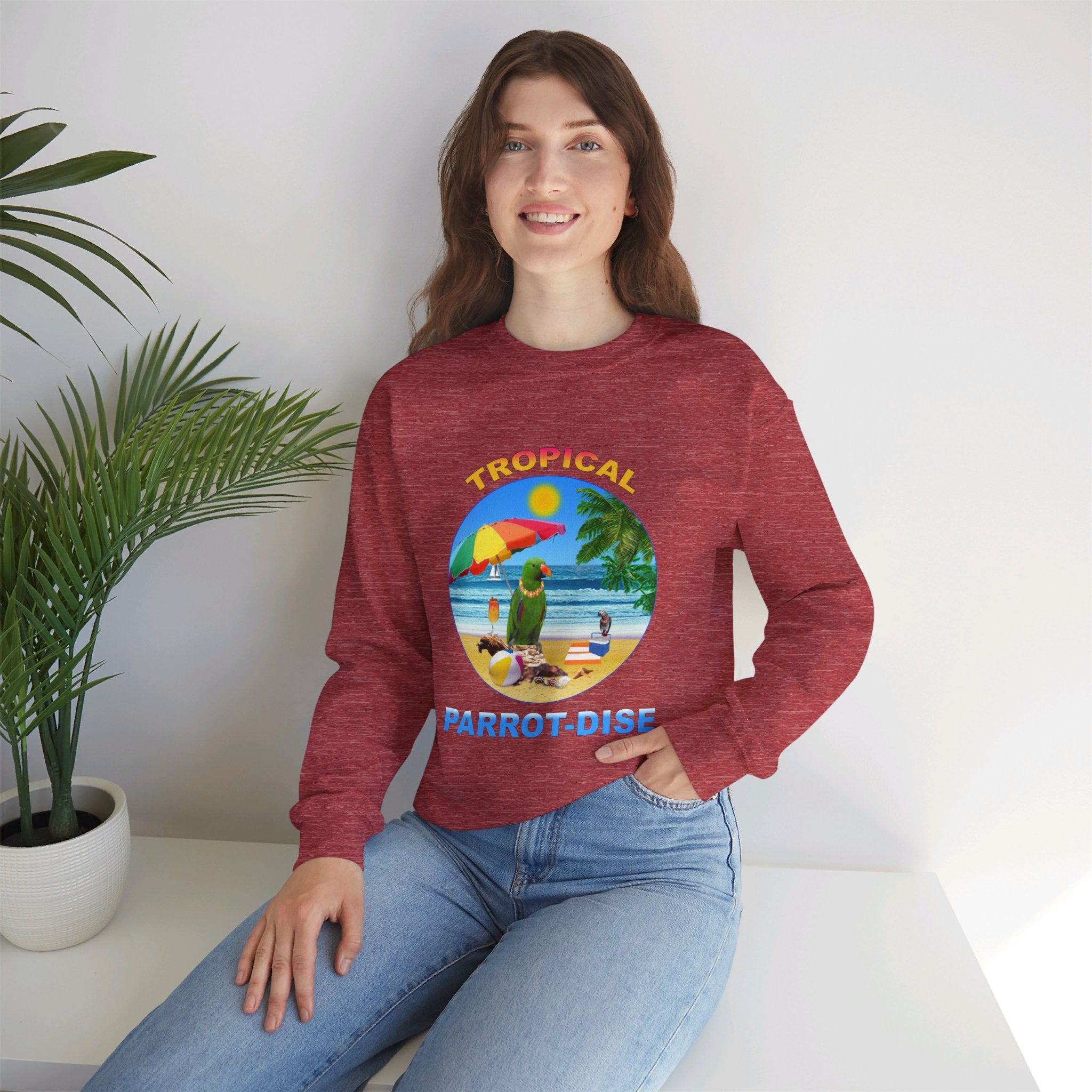 Tropical Parrot-Dise Green Eclectus Sweatshirt