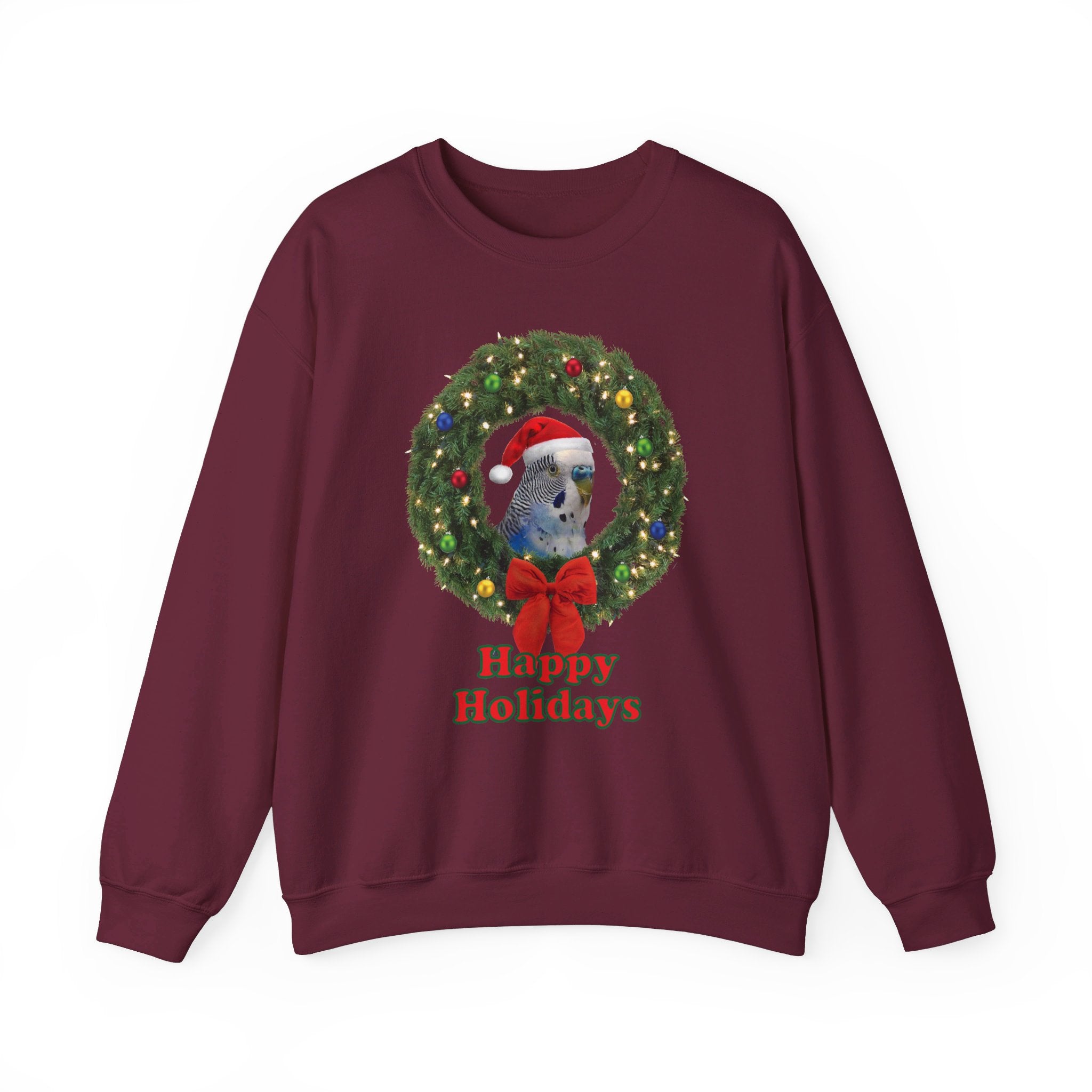 Happy Christmas Holidays Blue Budgie Sweatshirt