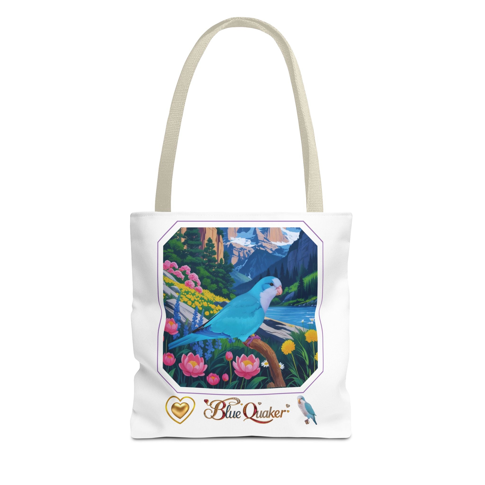 Floral Lake Blue Quaker Tote Bag