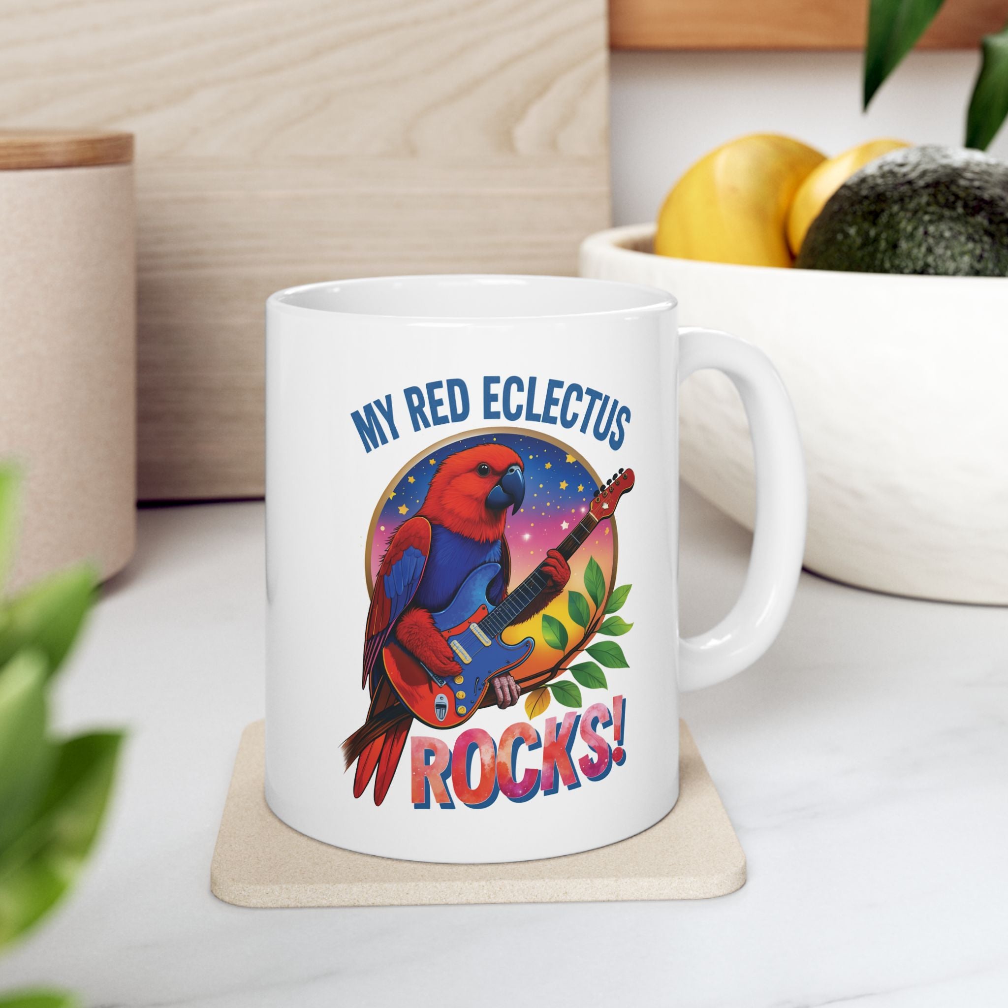 My Red Eclectus Rocks Guitar Mug