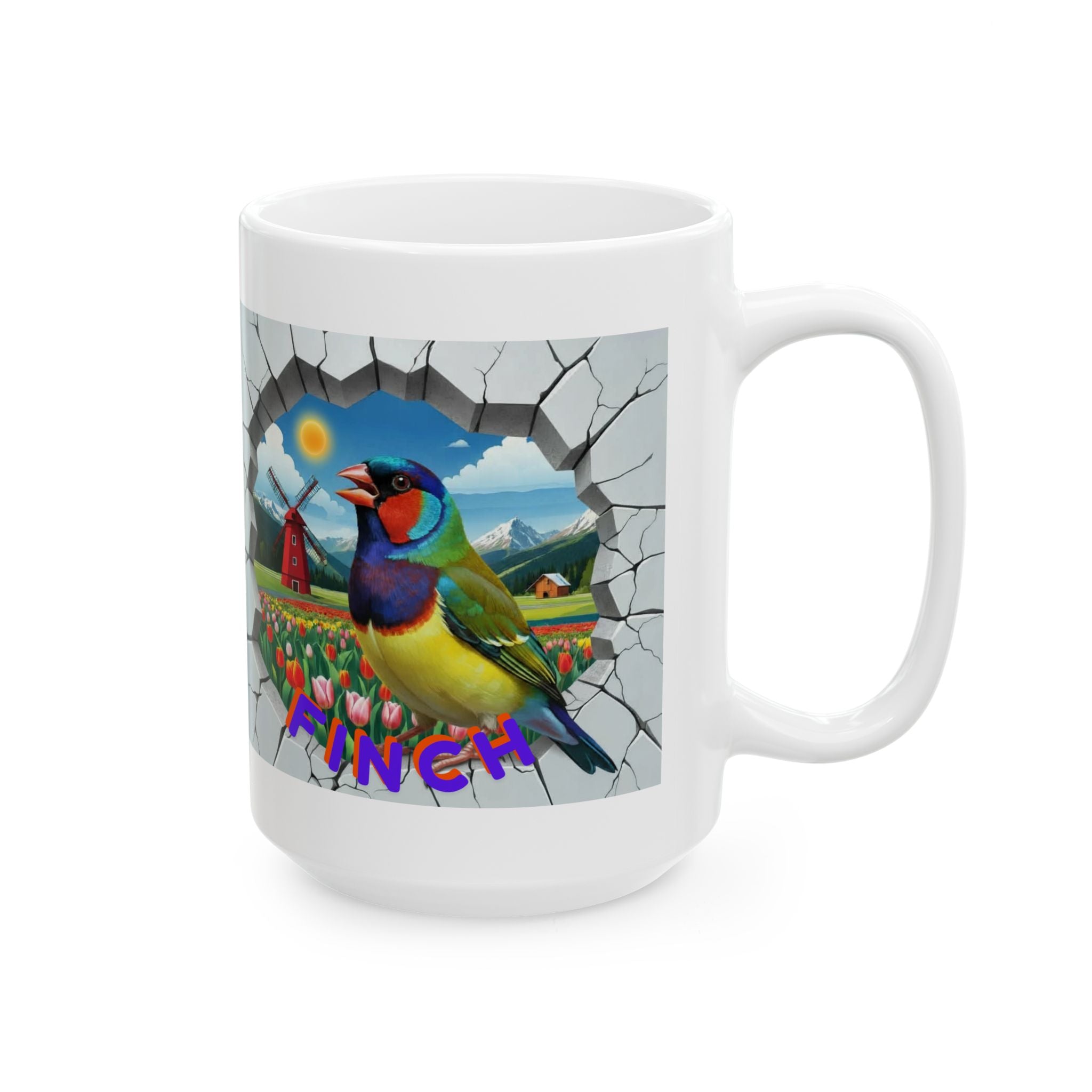 Finch Tulip Windmill Field mug