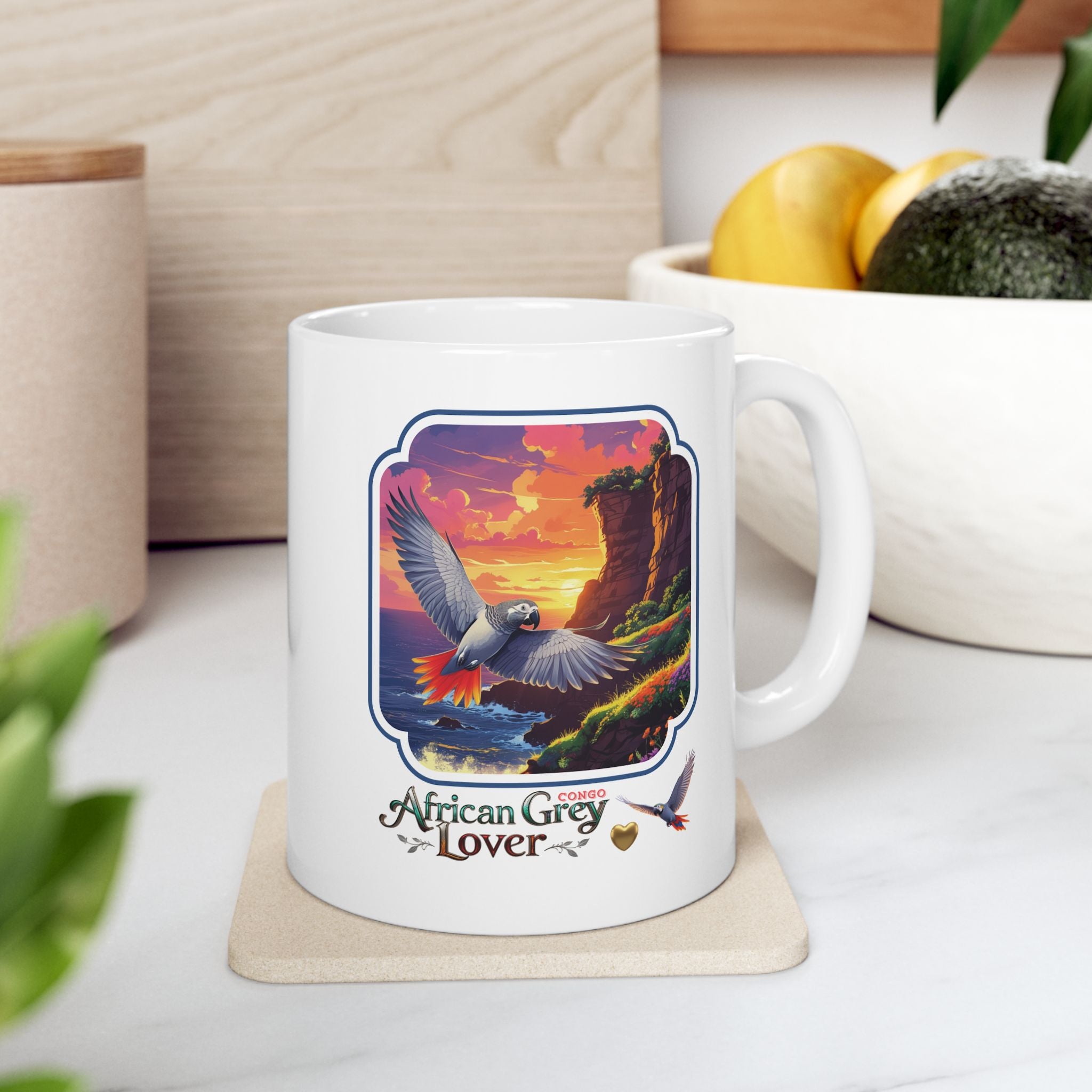 African Grey Congo Ceramic Mug