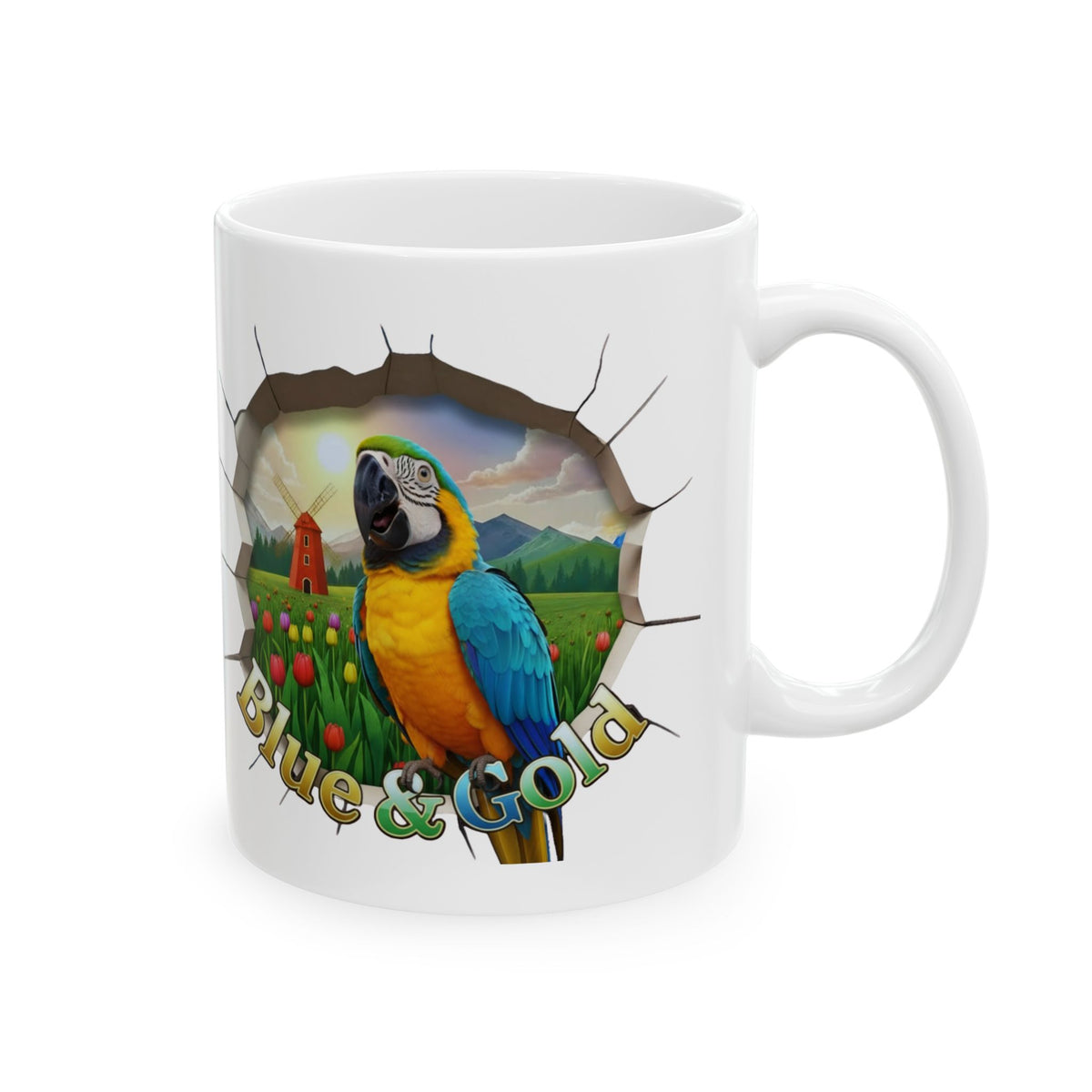 Blue and Gold Meadow Scenic Mug