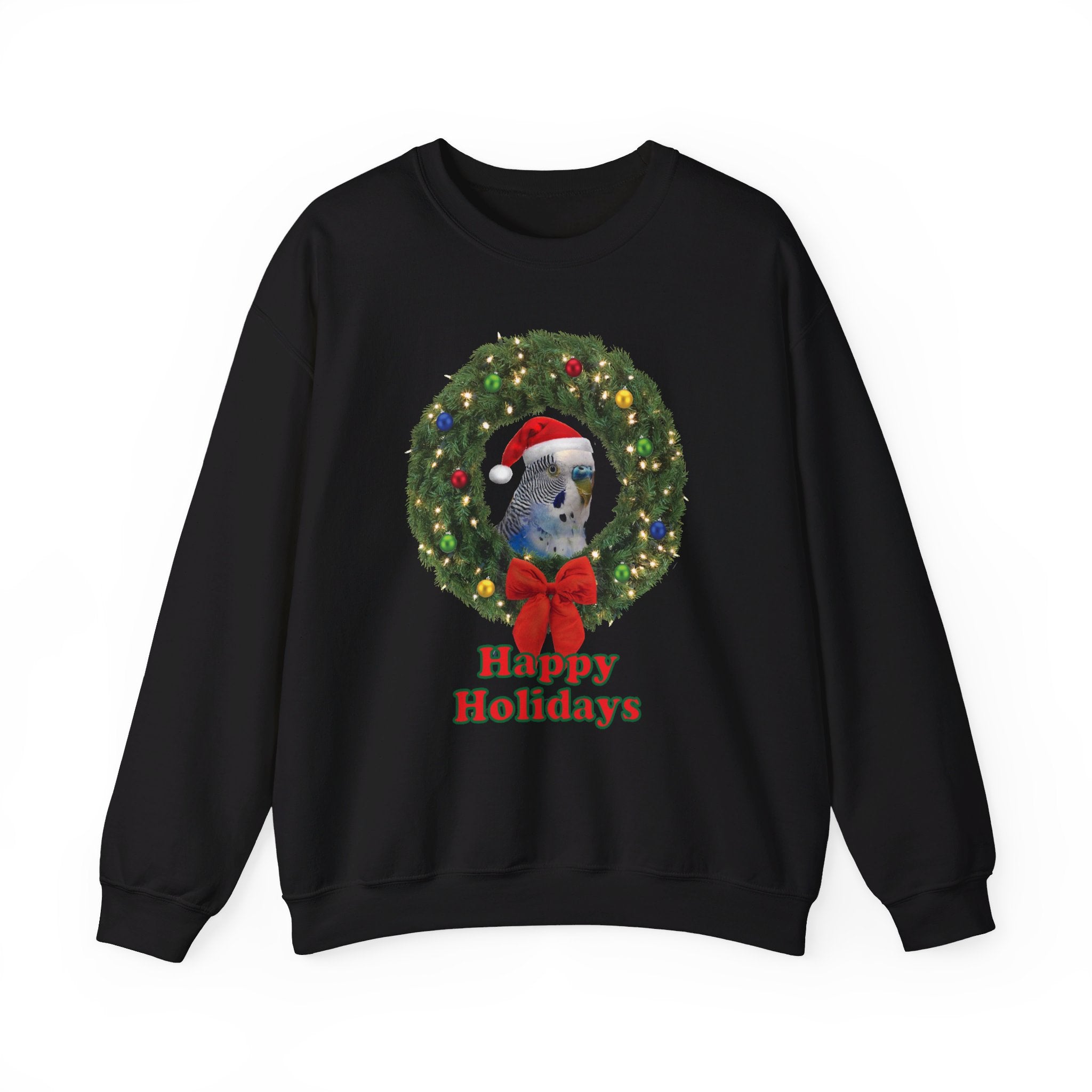 Happy Christmas Holidays Blue Budgie Sweatshirt