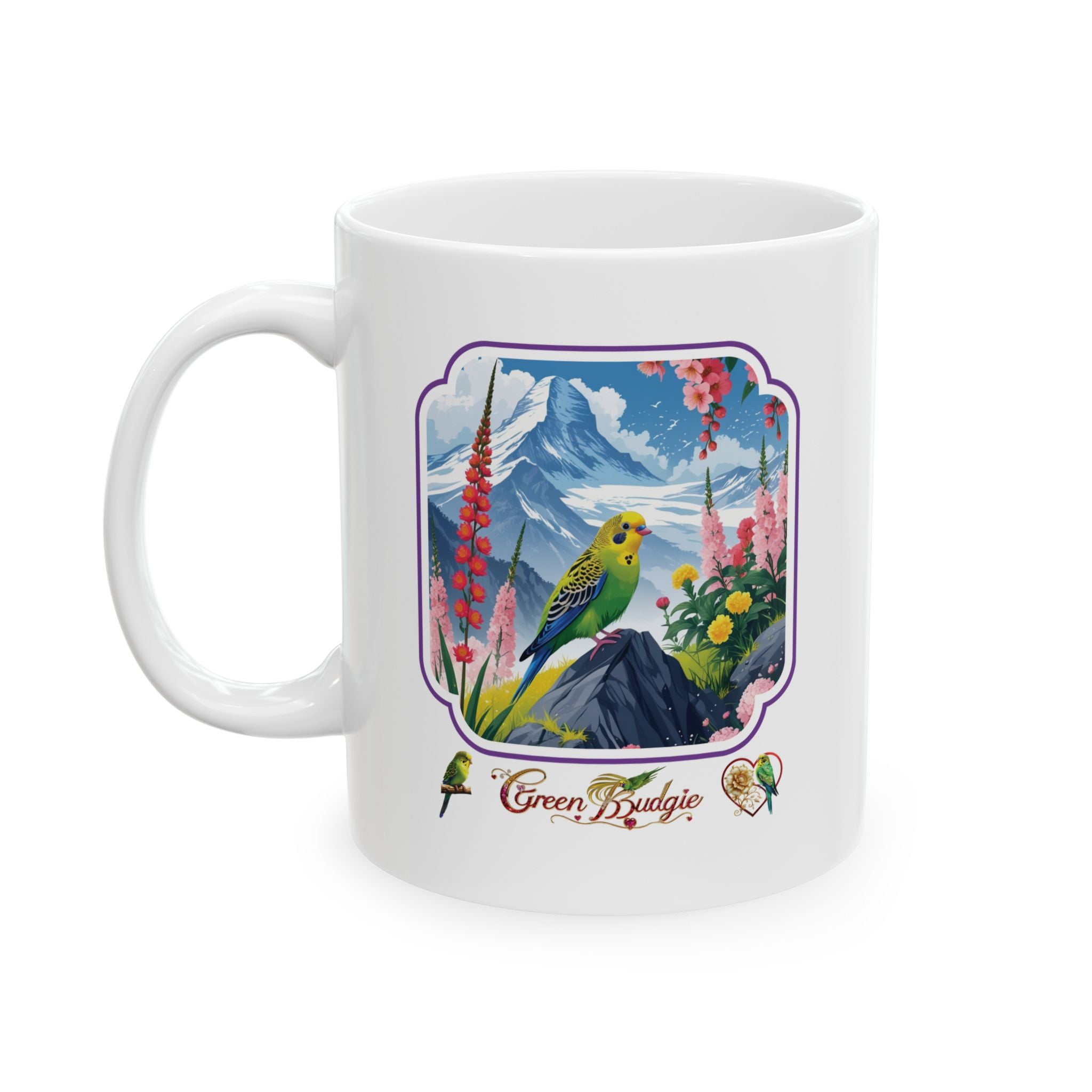 Green Budgie Lover Mountain Mug