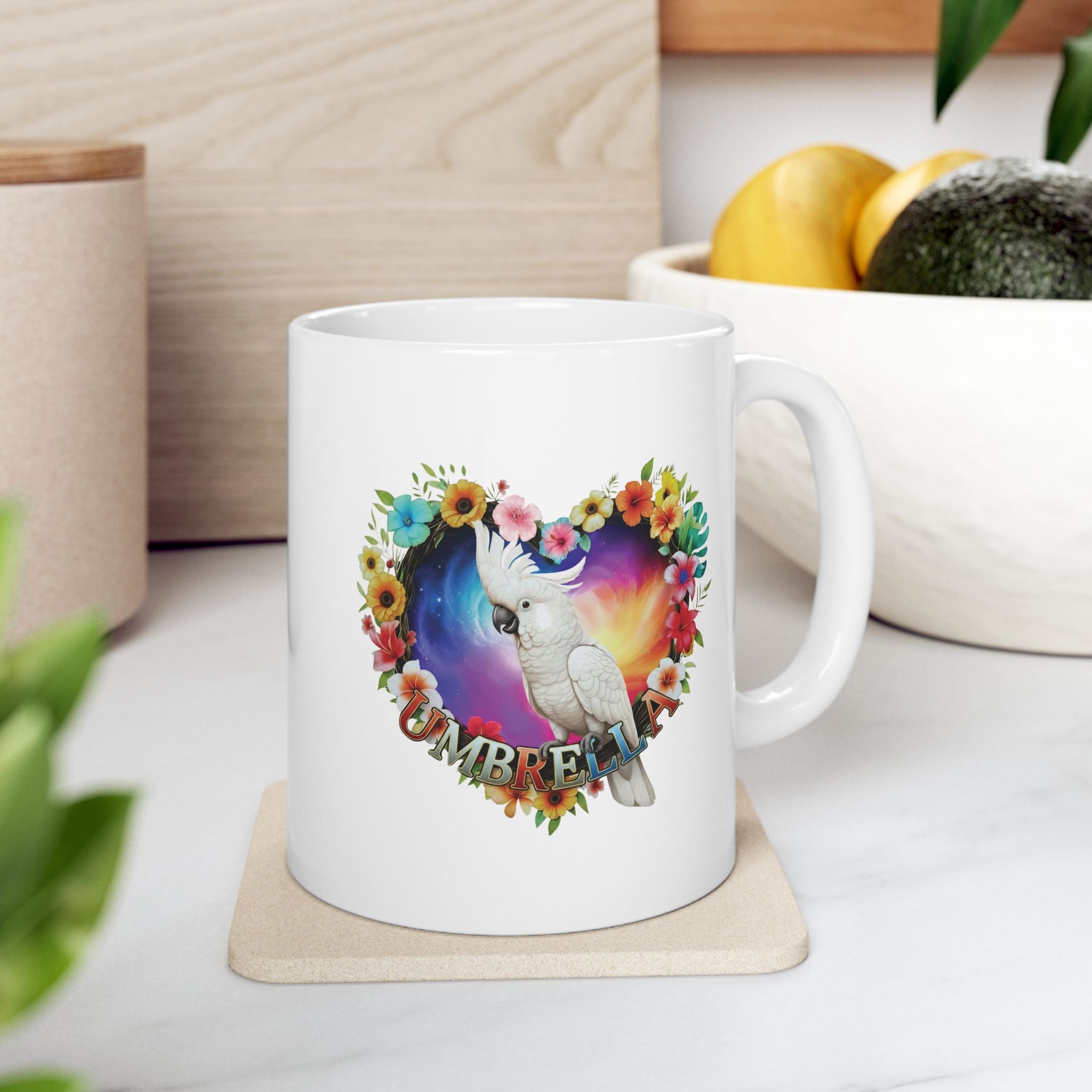 Umbrella Cockatoo Floral Mug