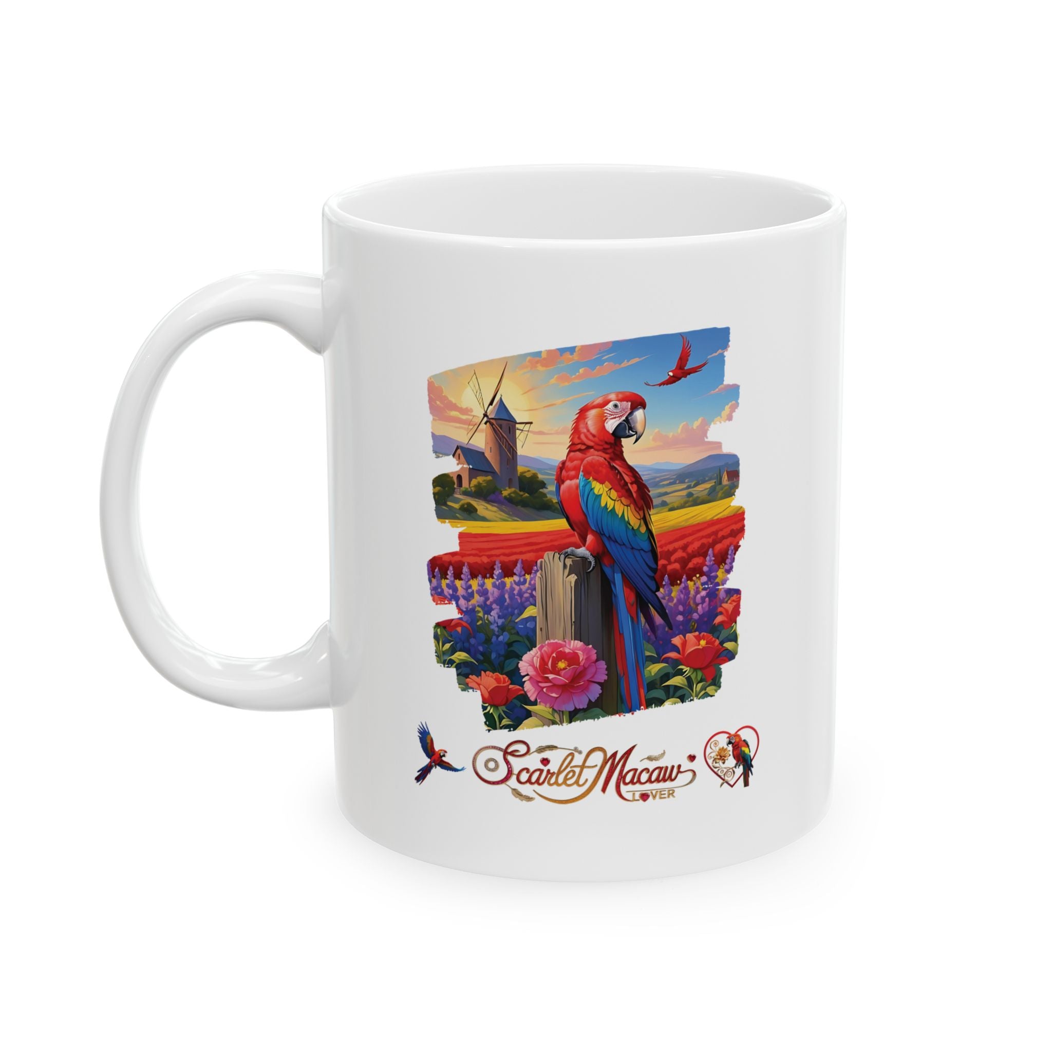 Floral Scarlet Macaw Lover Mug