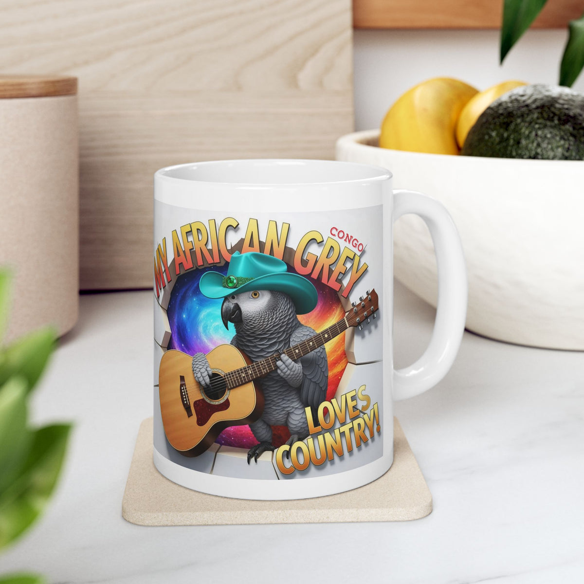 African Grey Congo Loves Country Mug