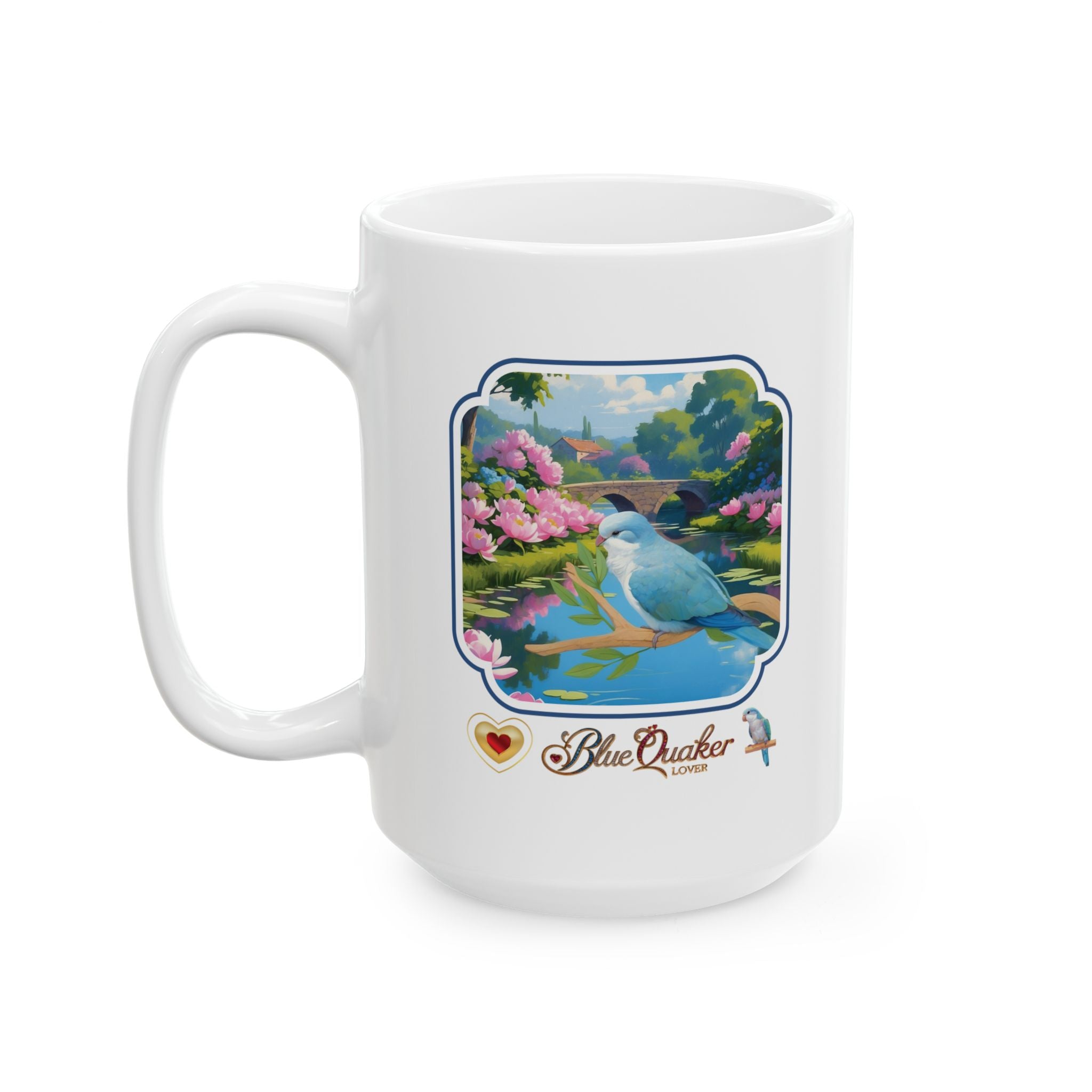 Floral Lake Blue Quaker Mug