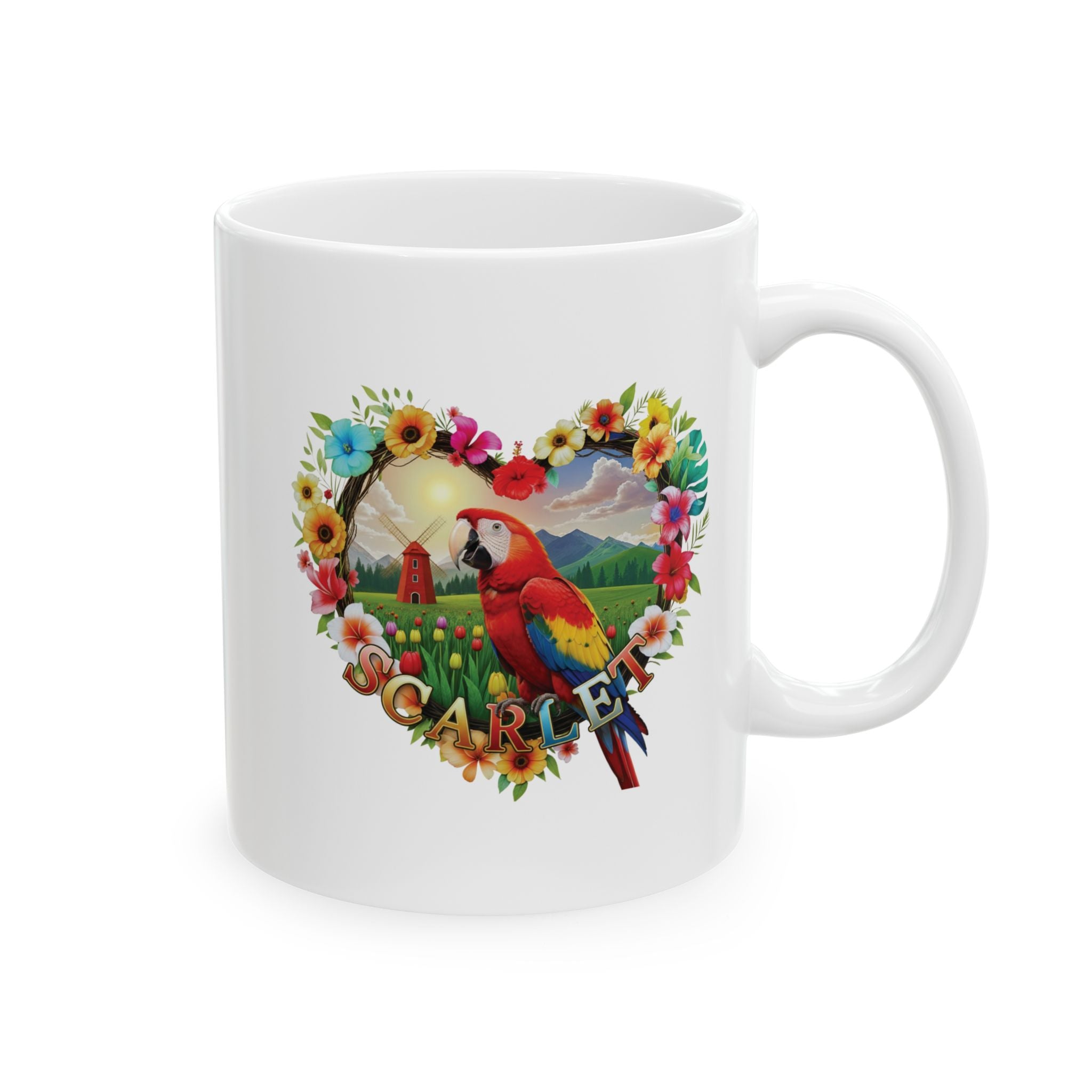 Scarlet Parrot Floral Mug