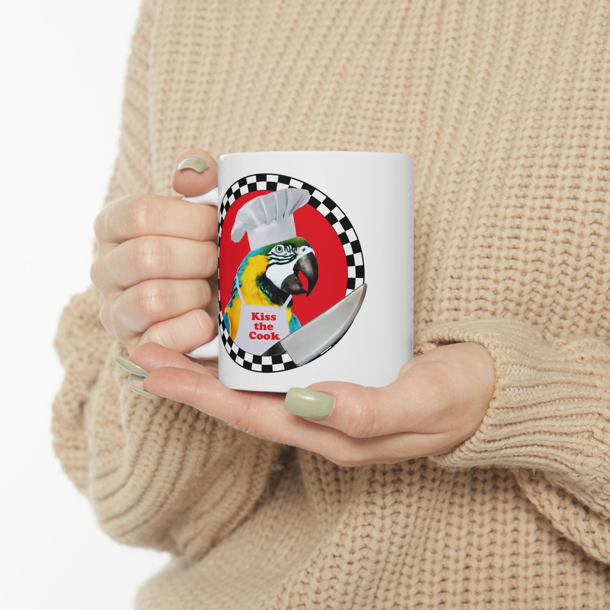 Kiss The Cook Blue And Gold Mug