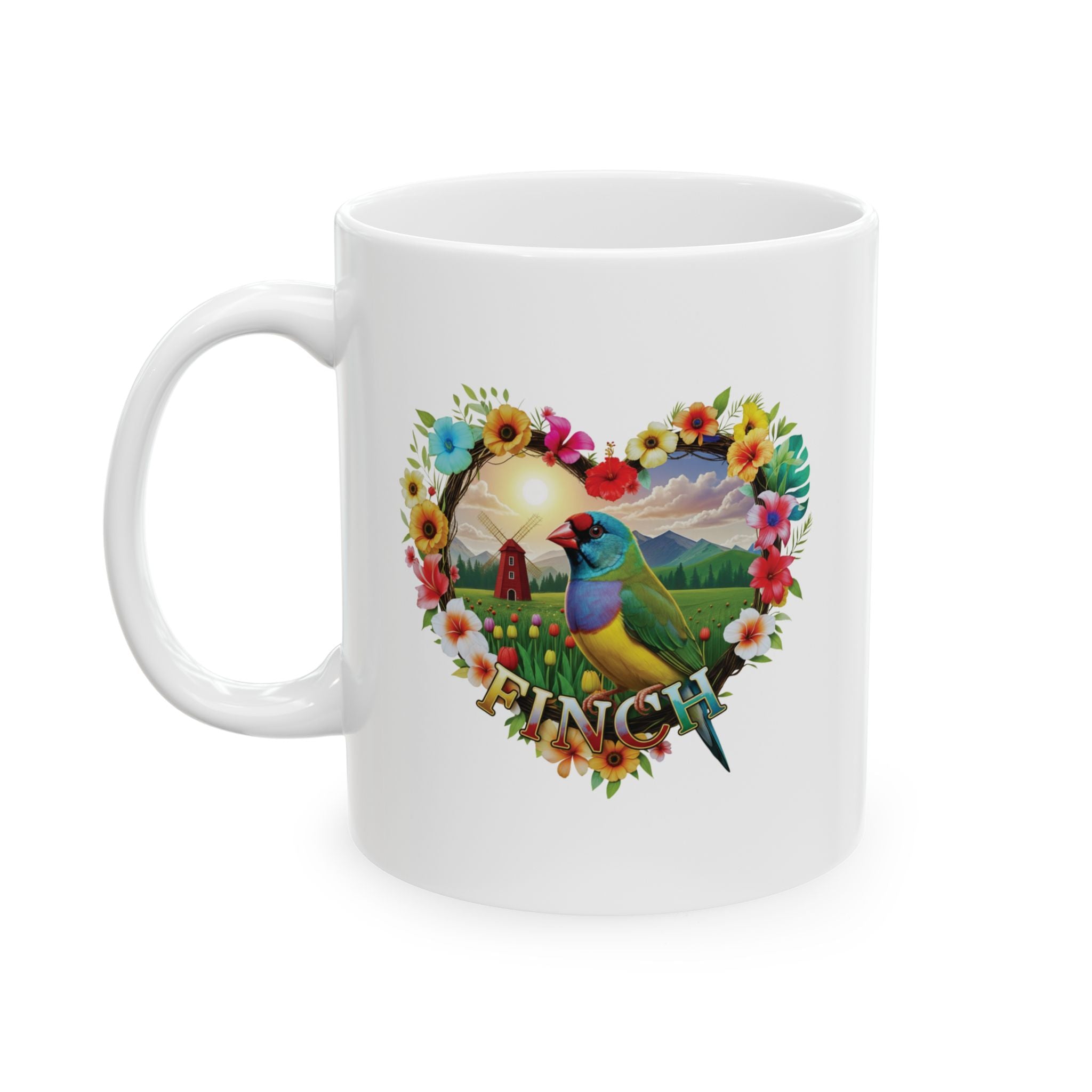 Colorful Finch Art Mug