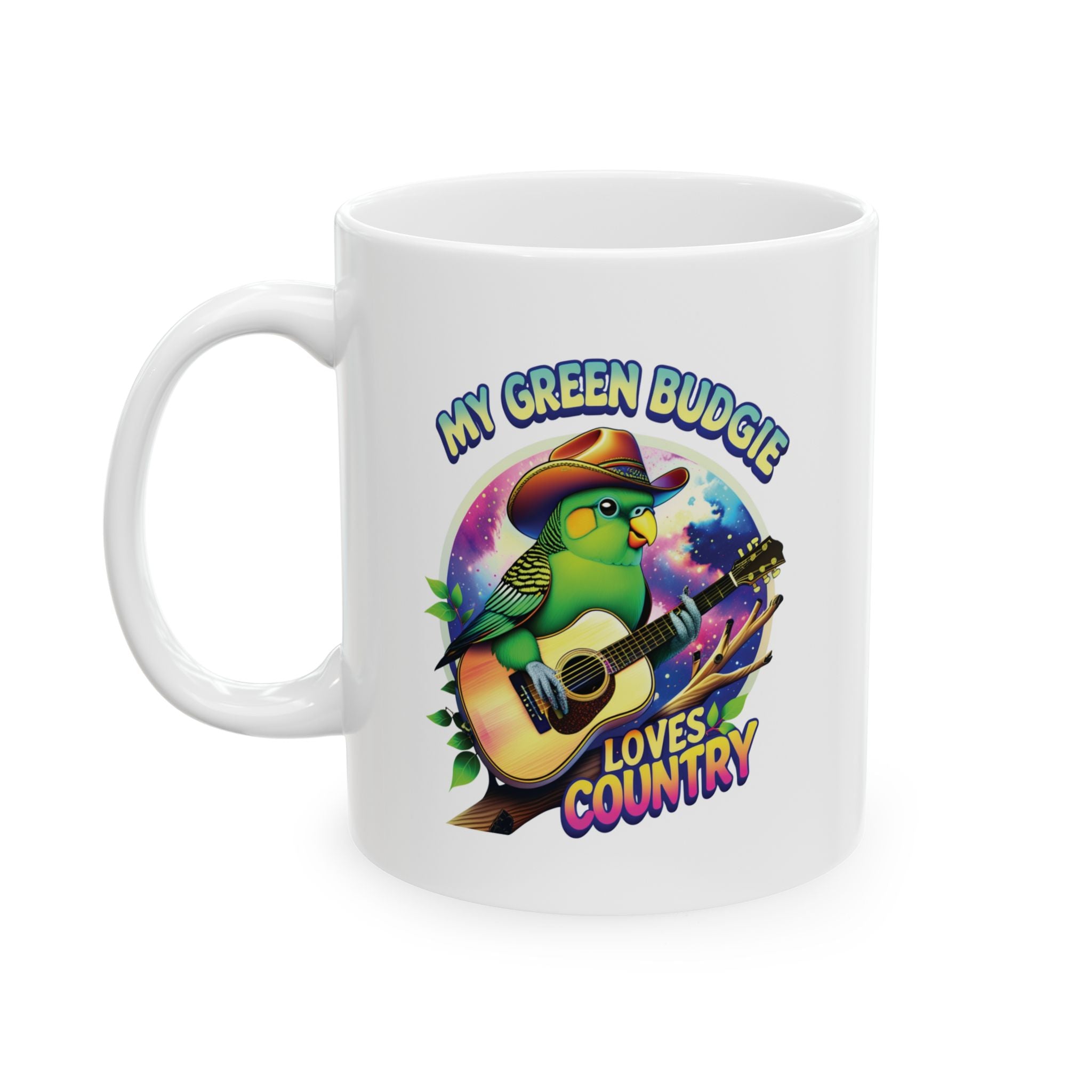 Green Budgie Loves Country Mug