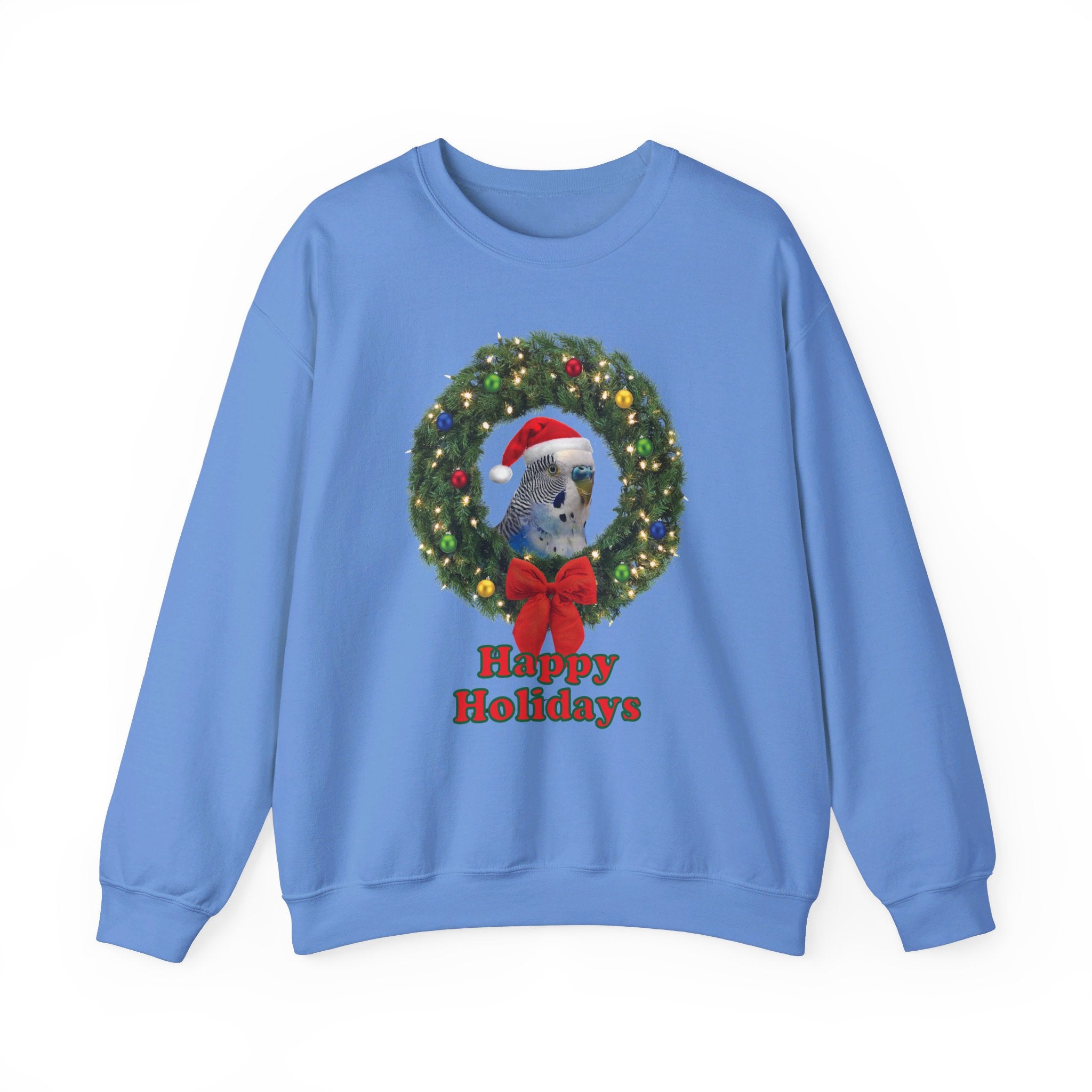 Happy Christmas Holidays Blue Budgie Sweatshirt